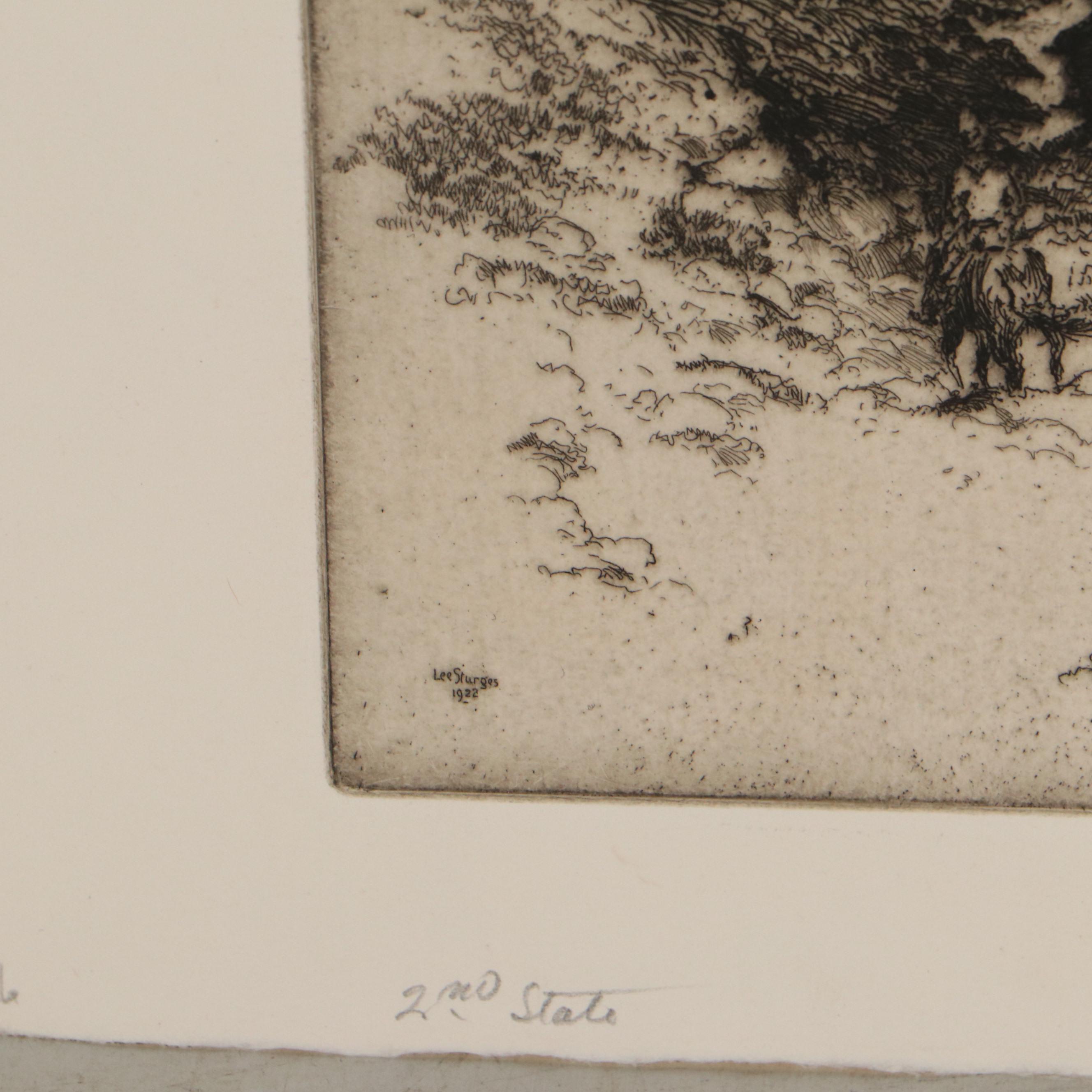 Lee Sturges Mountain Landscape Etchings, Circa 1920