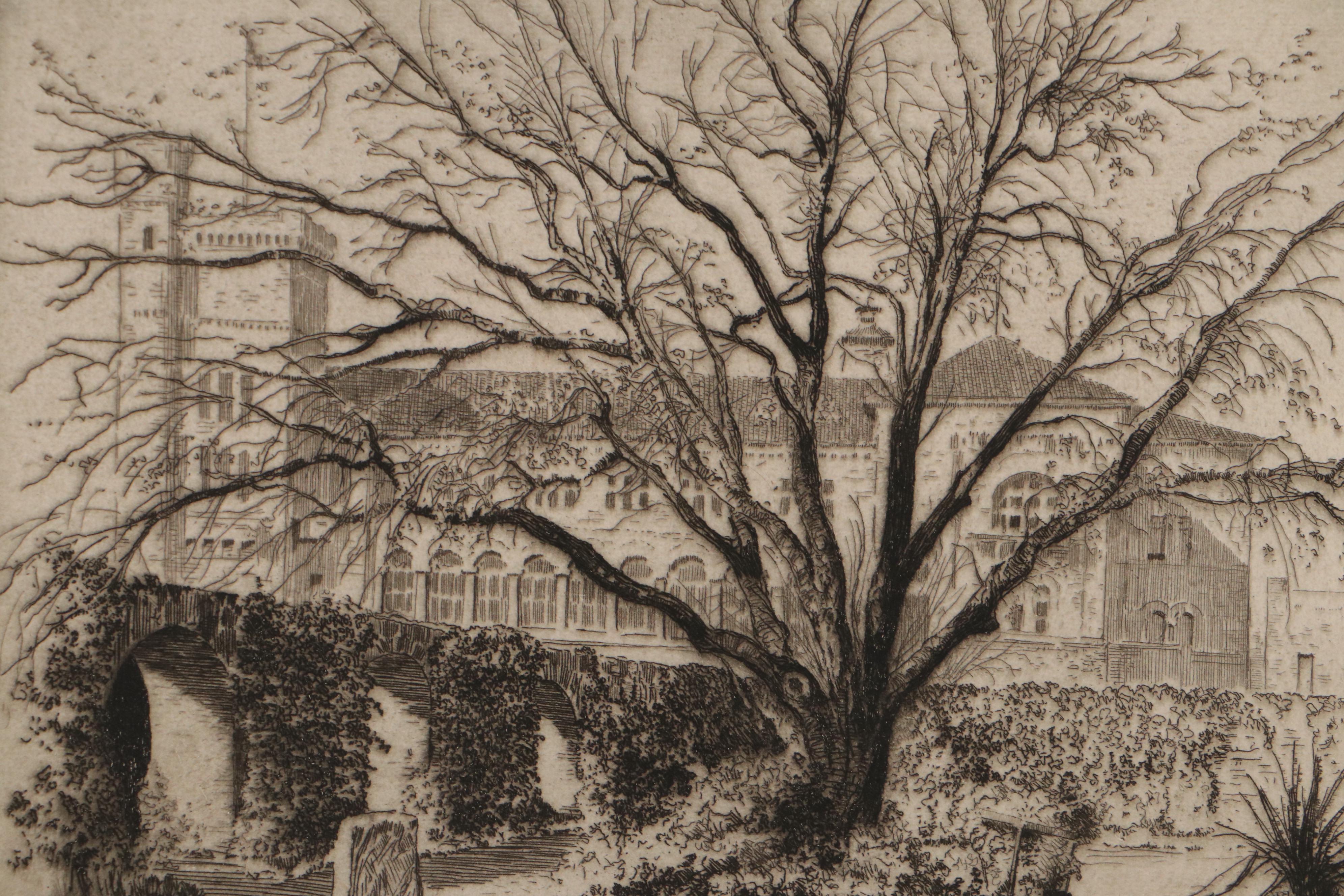 Lee Sturges Landscape Etchings Including "In The Garden of the Alamo"