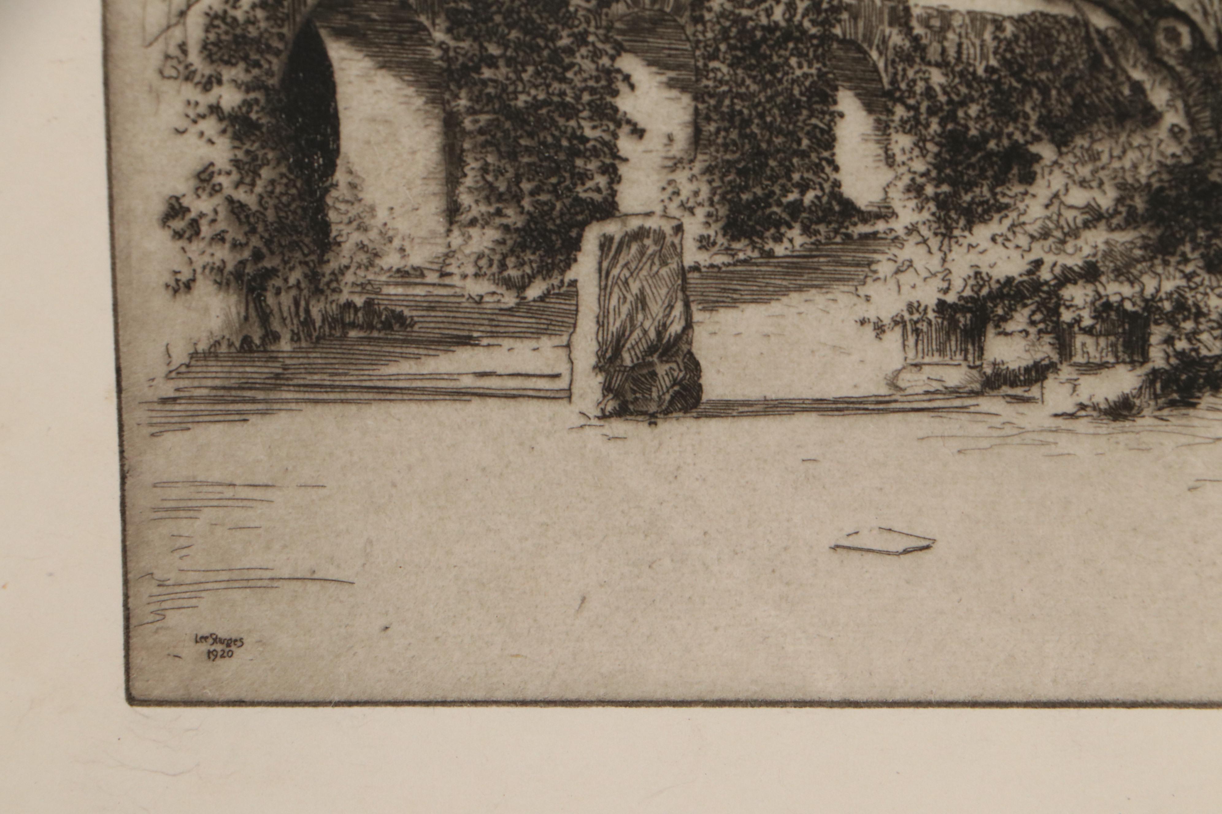 Lee Sturges Landscape Etchings Including "In The Garden of the Alamo"