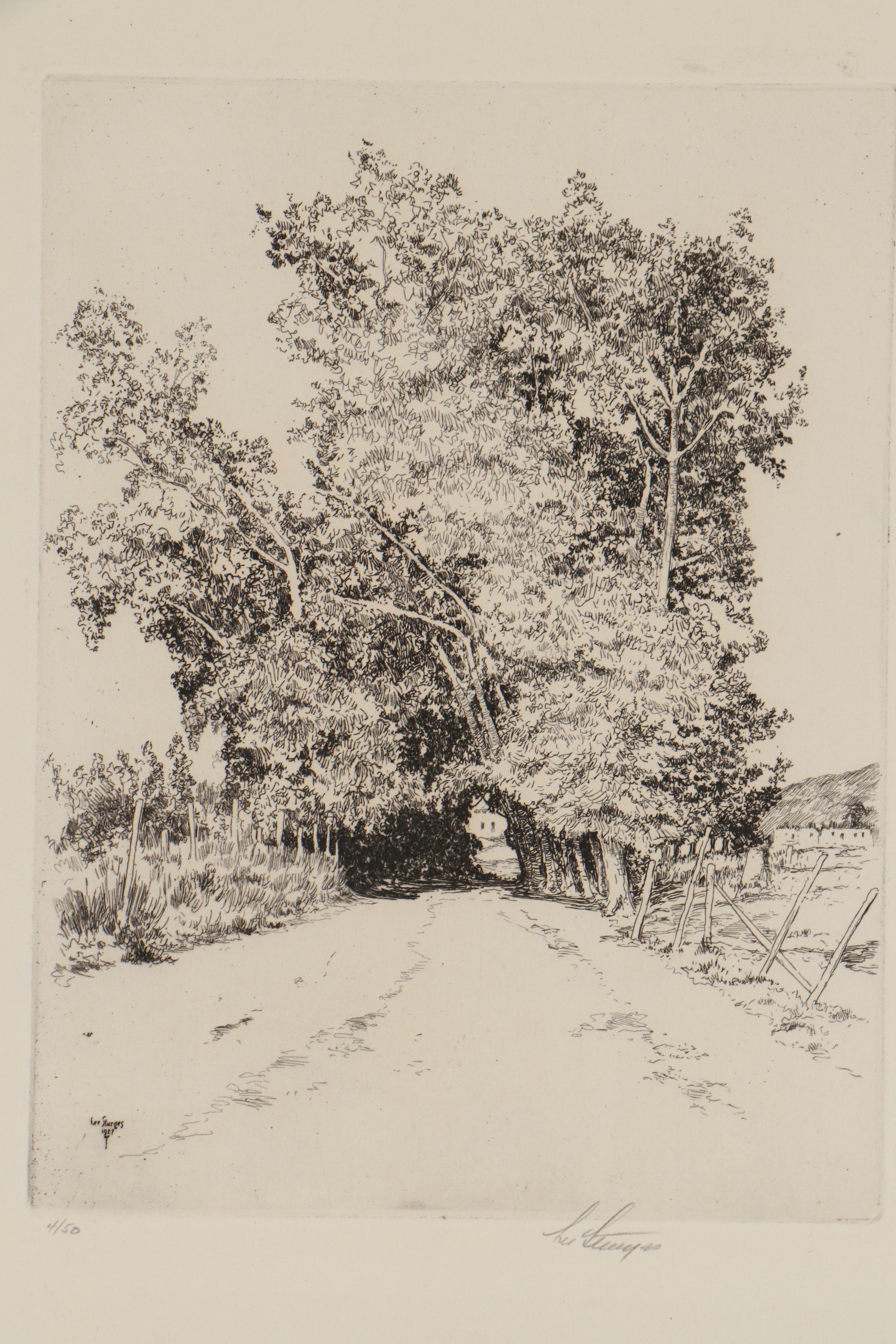 Lee Sturges Landscape Etchings Including "In The Garden of the Alamo"