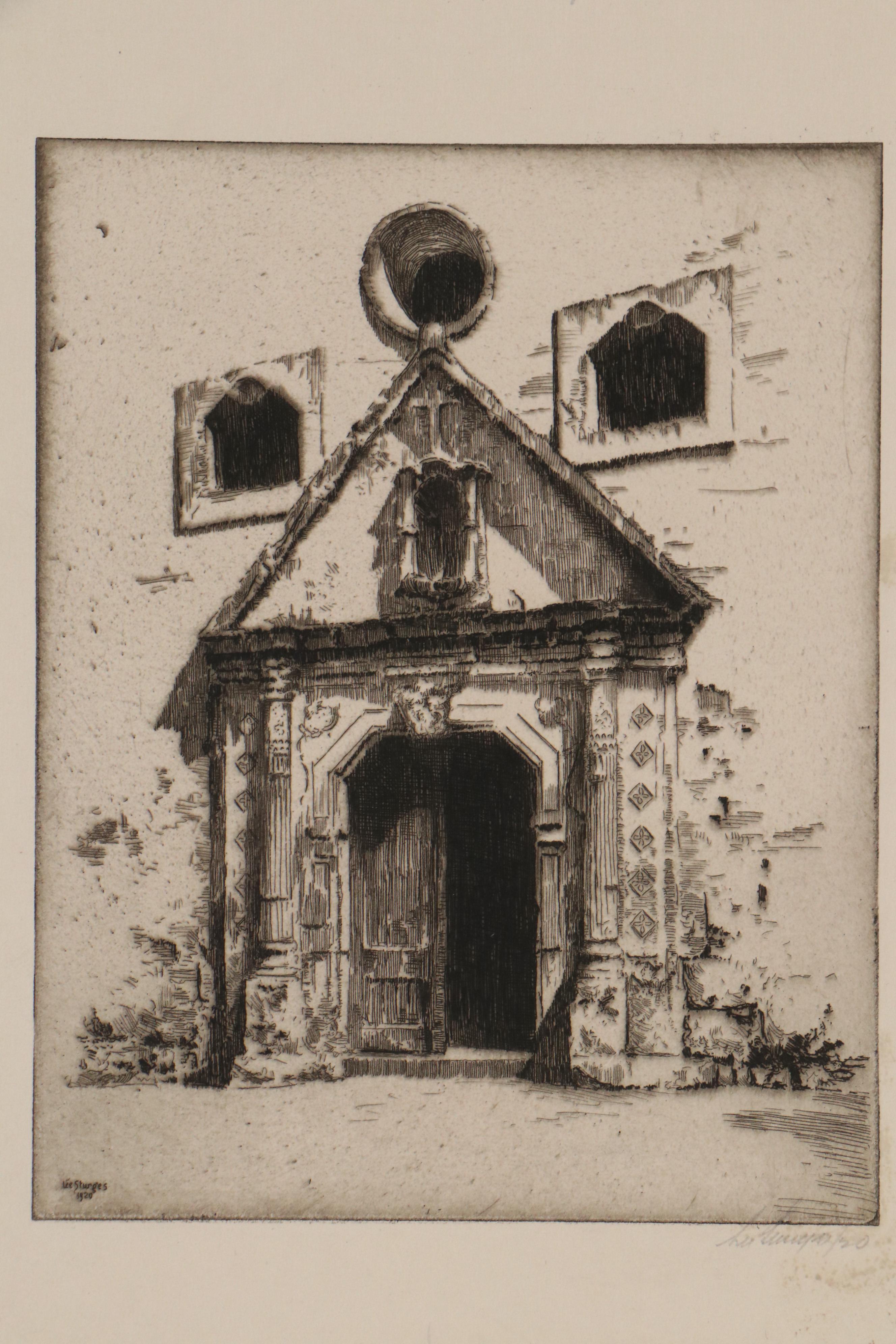 Lee Sturges Landscape Etchings Including "In The Garden of the Alamo"