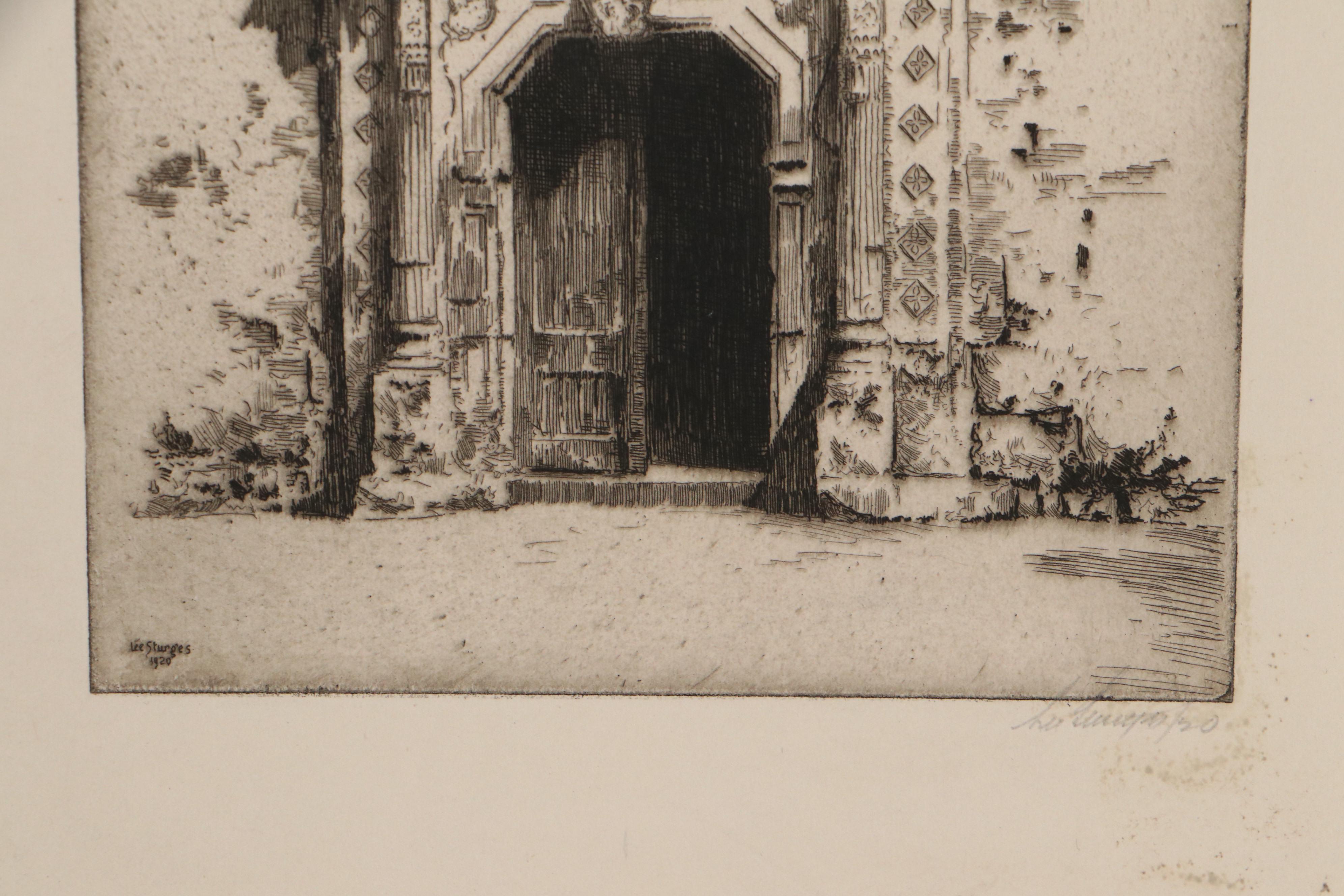 Lee Sturges Landscape Etchings Including "In The Garden of the Alamo"