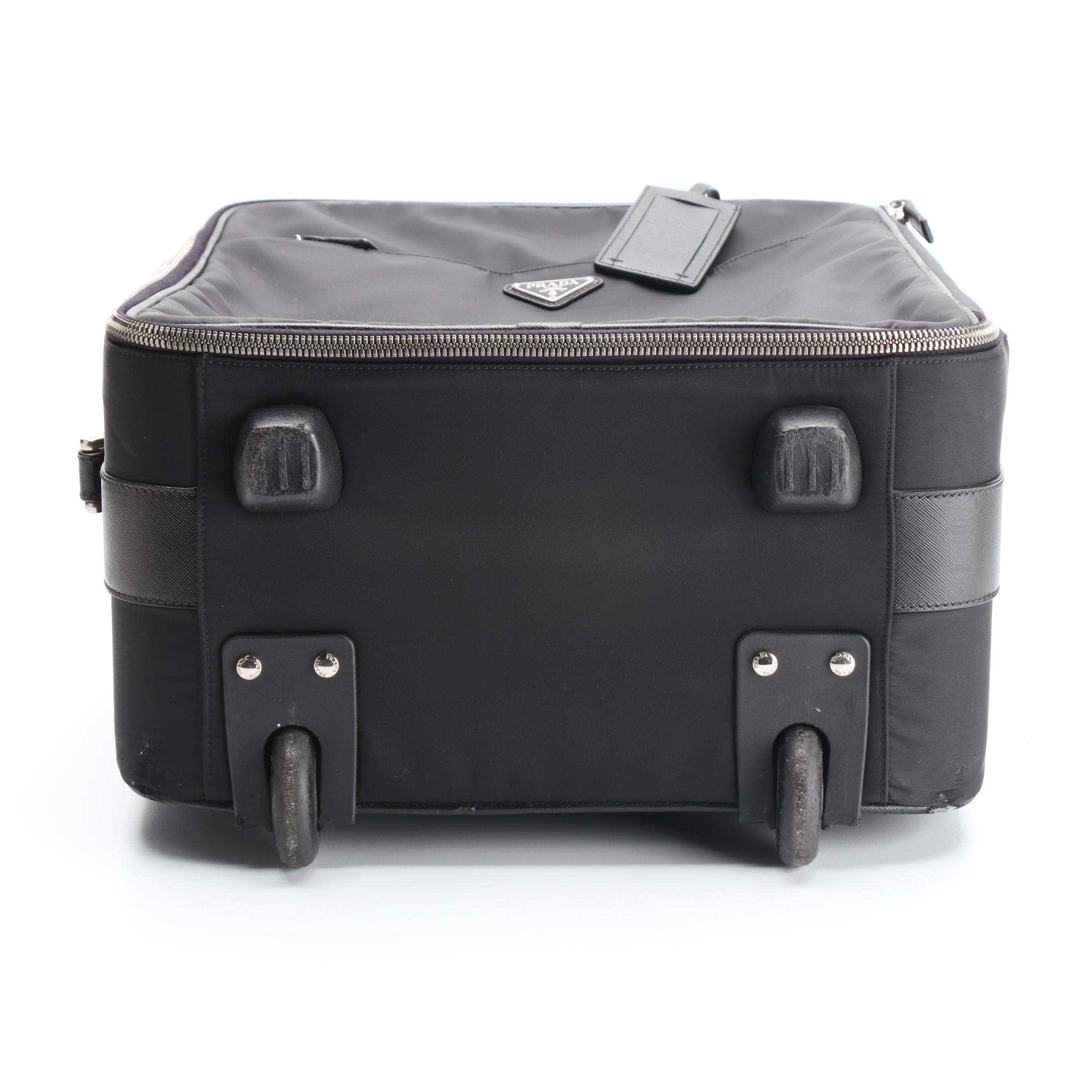 Prada 19" Trolley Suitcase in Black Tessuto Nylon and Saffiano Leather