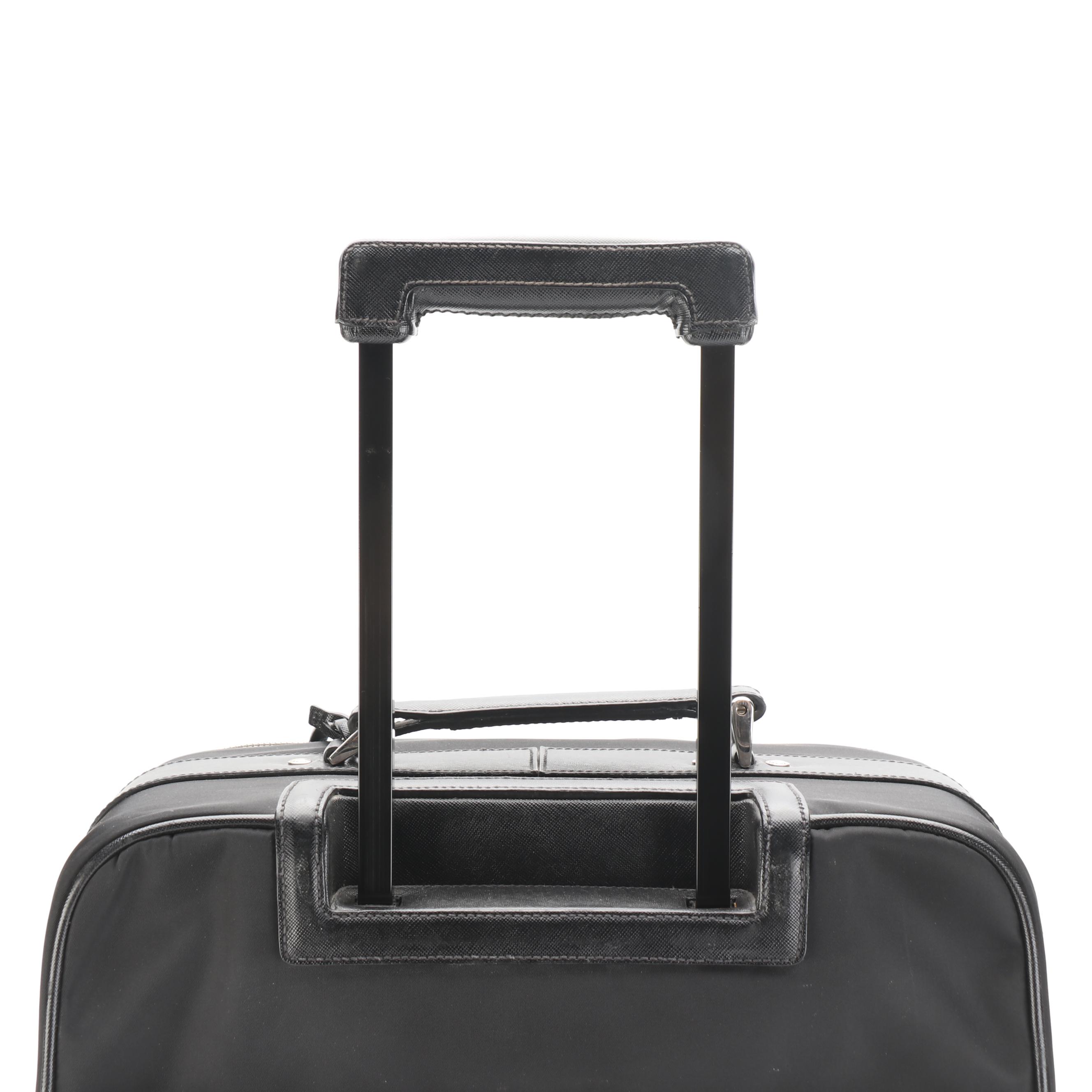 Prada 19" Trolley Suitcase in Black Tessuto Nylon and Saffiano Leather