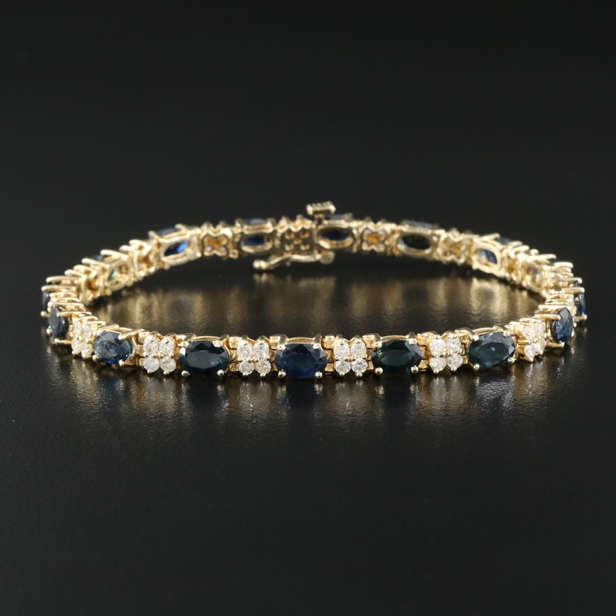 14K Sapphire and 1.60 CTW Diamond Bracelet