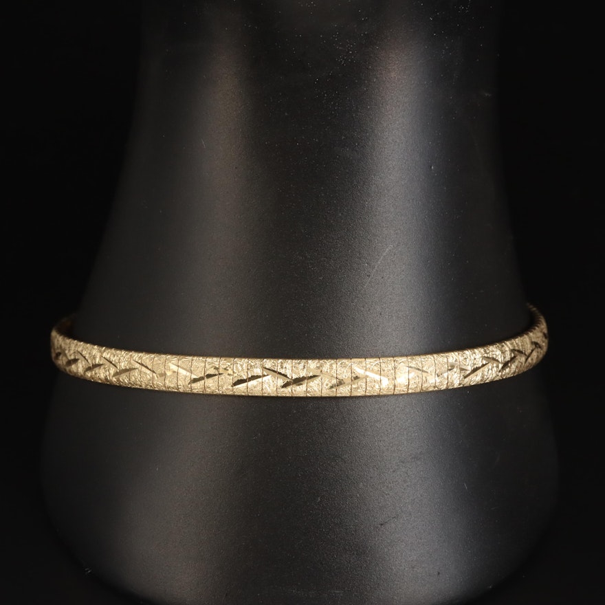 Italian 14K Omega Chain Bracelet with Diamond Cut Finish