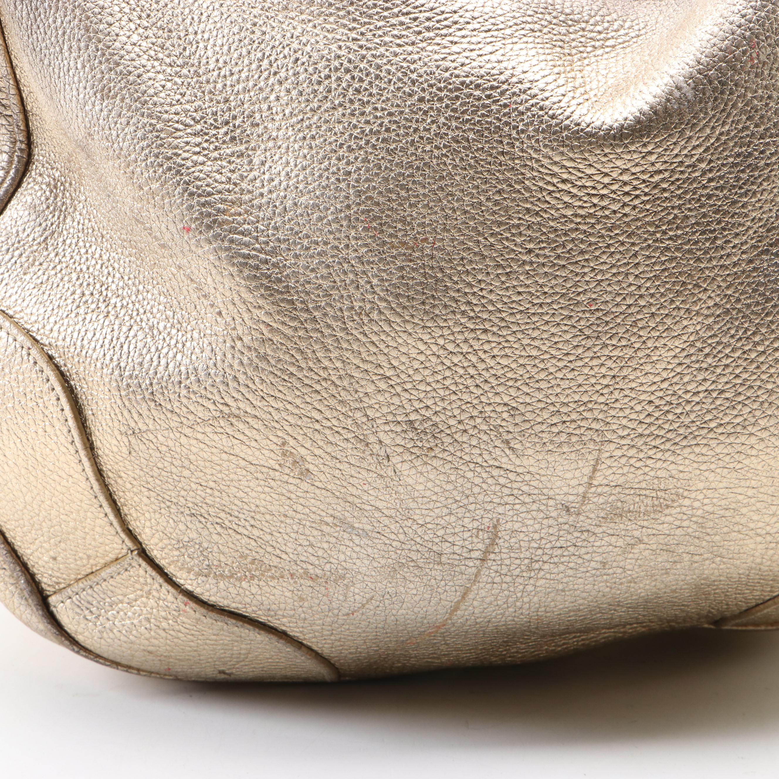 Prada Gold Metallic Vitello Daino Leather Shoulder Bag