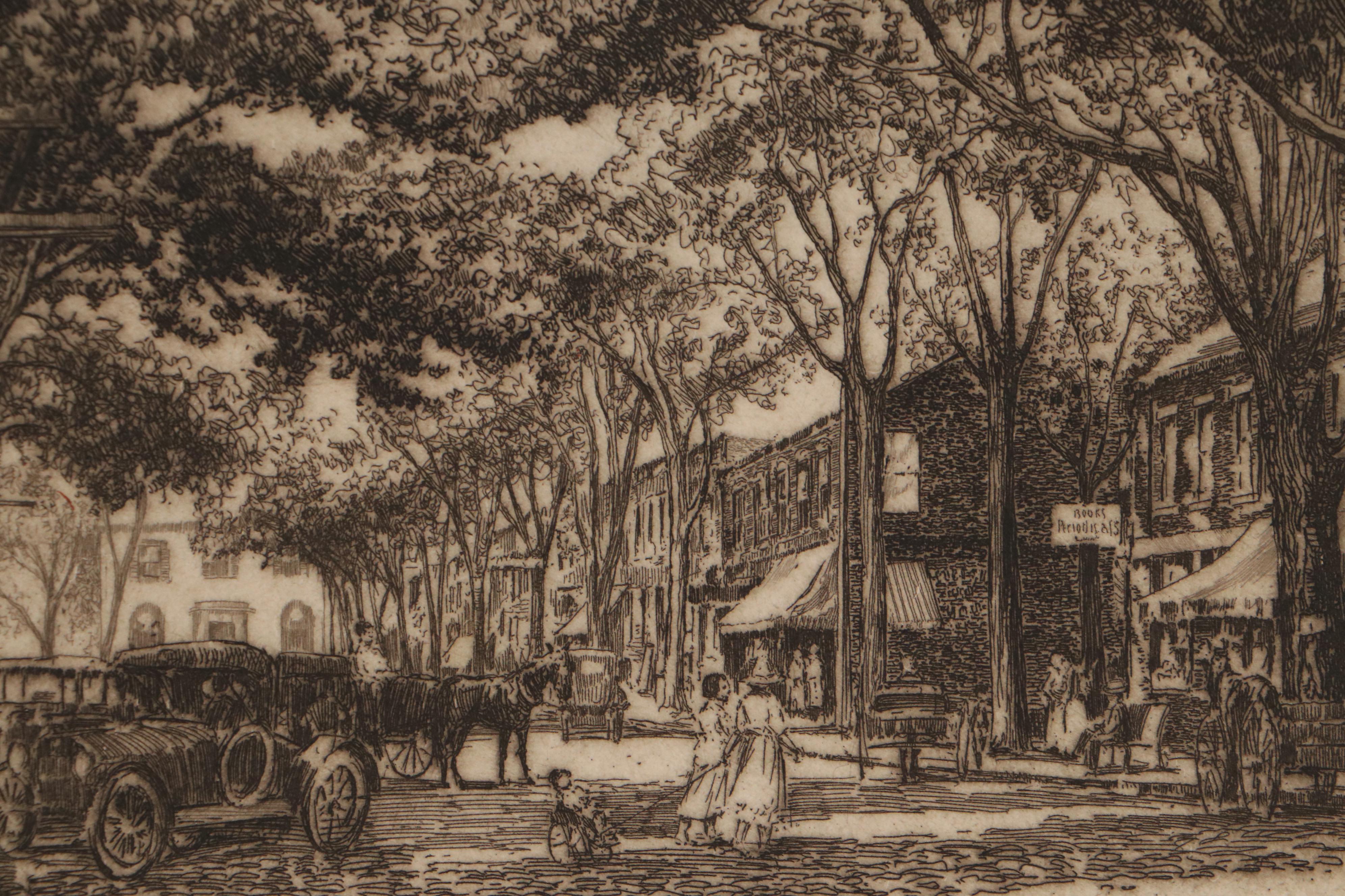 Lee Sturges Landscape Etchings with "Main Street, Nantucket" , Early 20th C.