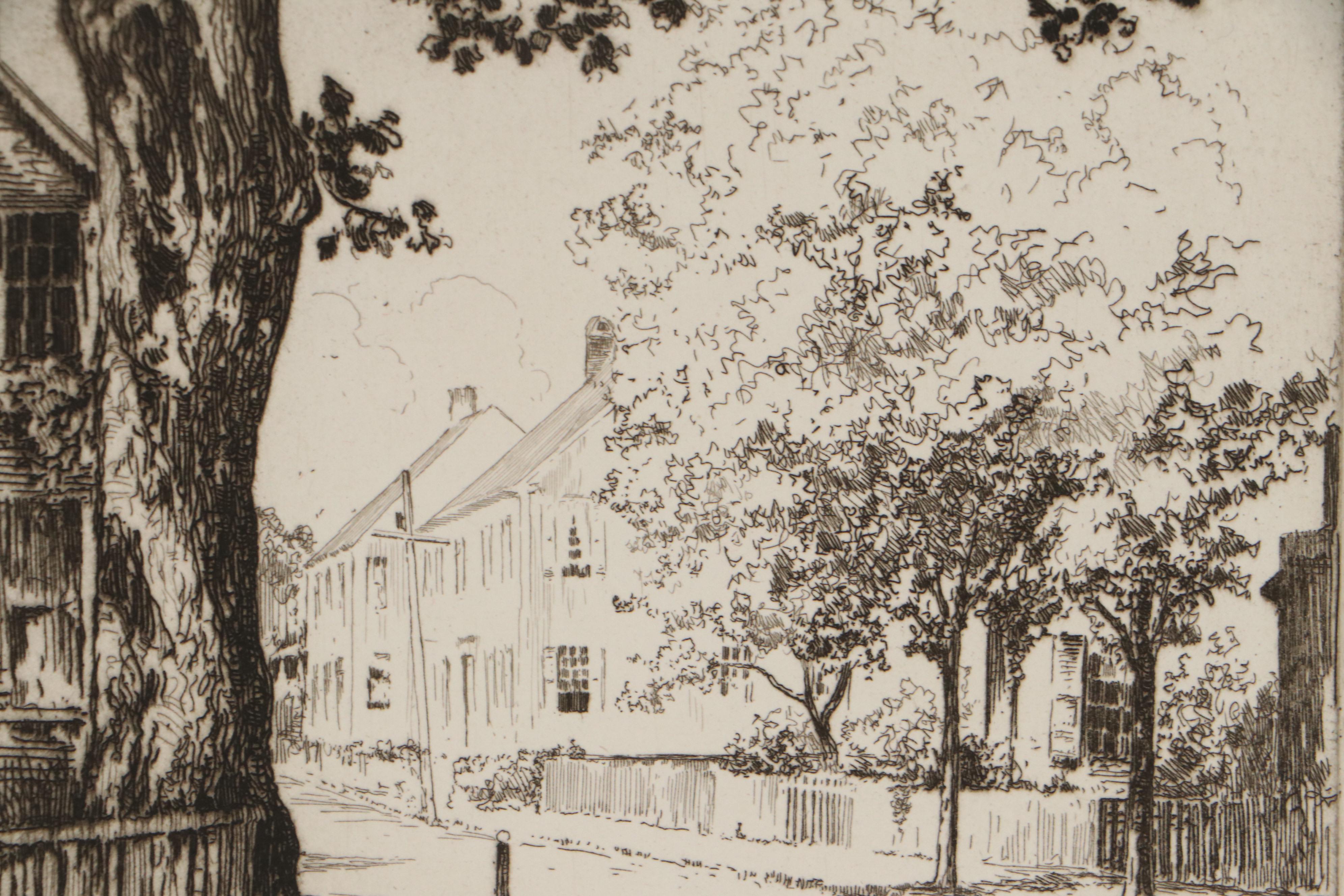Lee Sturges Landscape Etchings with "Main Street, Nantucket" , Early 20th C.