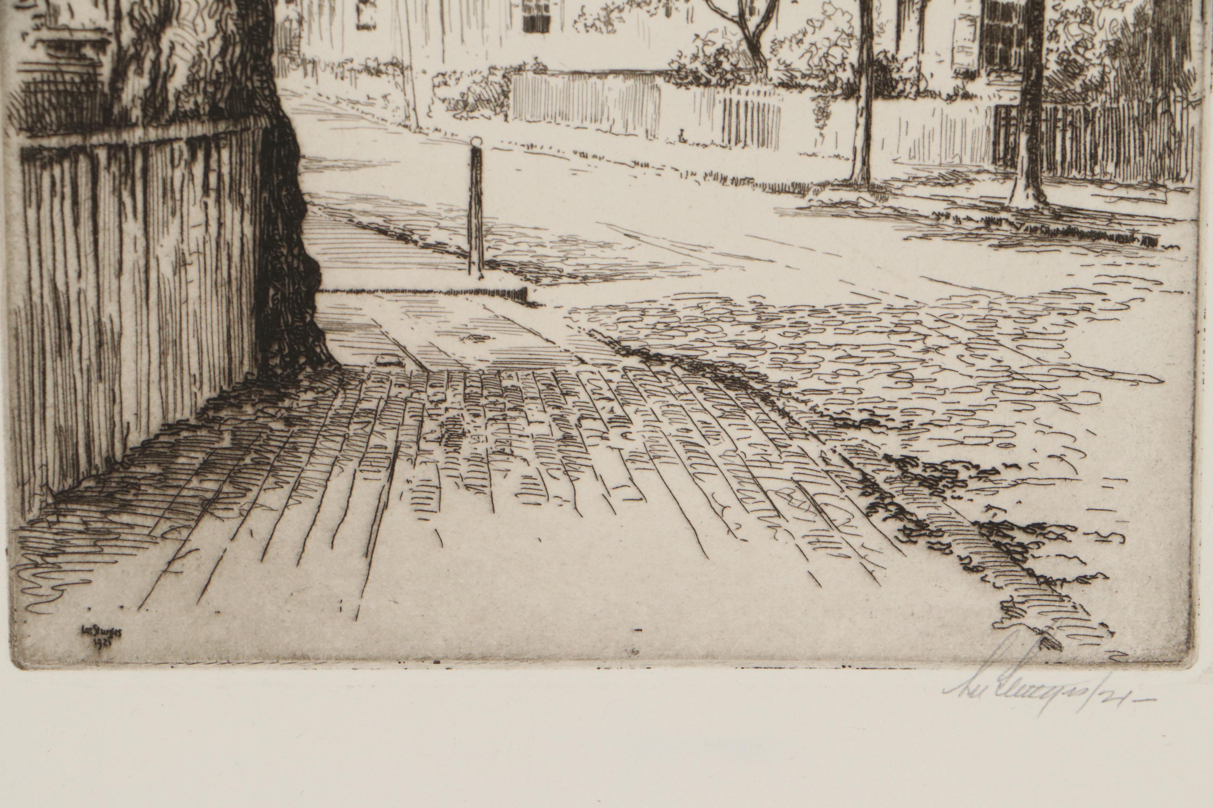 Lee Sturges Landscape Etchings with "Main Street, Nantucket" , Early 20th C.