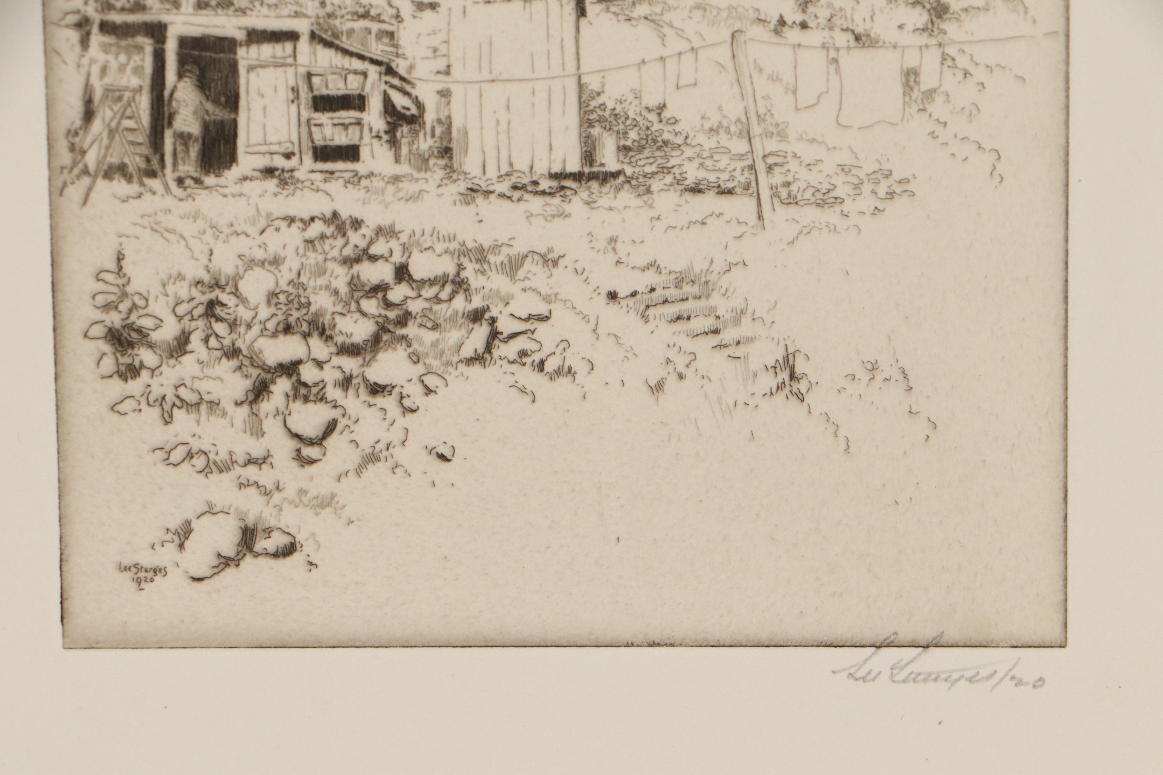 Lee Sturges Landscape Etchings with "Main Street, Nantucket" , Early 20th C.