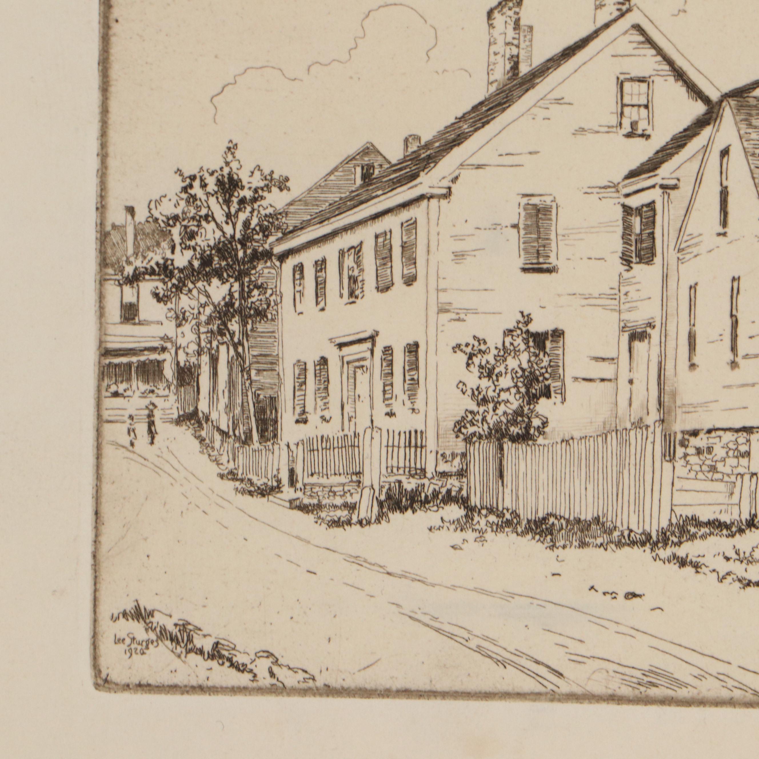 Lee Sturges Landscape Etchings with "Main Street, Nantucket" , Early 20th C.