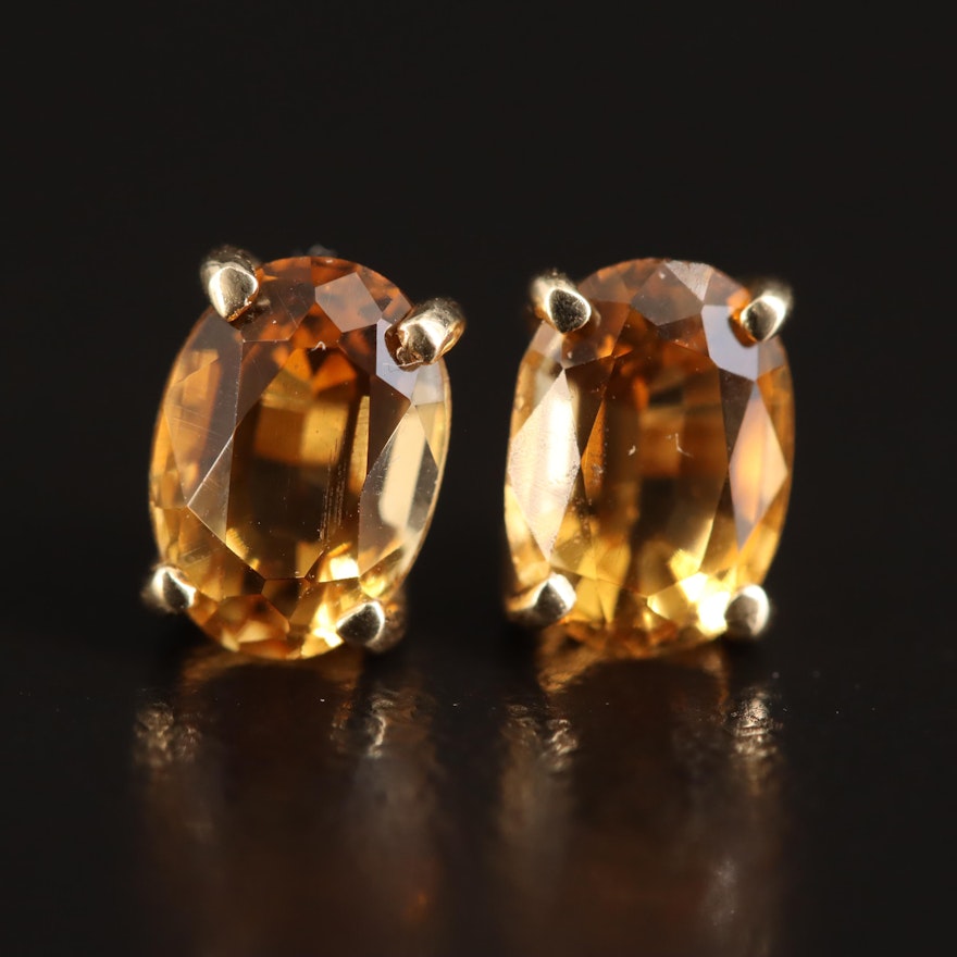 14K Citrine Stud Earrings