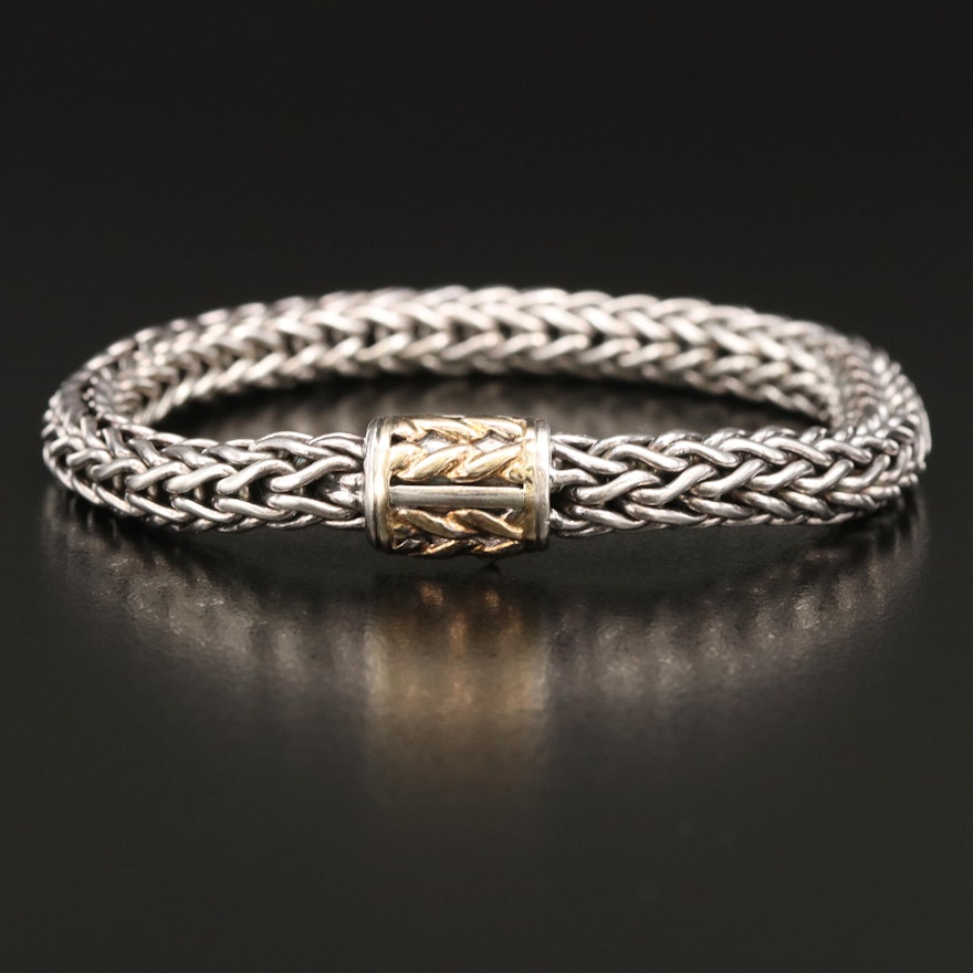 Sterling Fancy Link Bracelet with 18K Accents