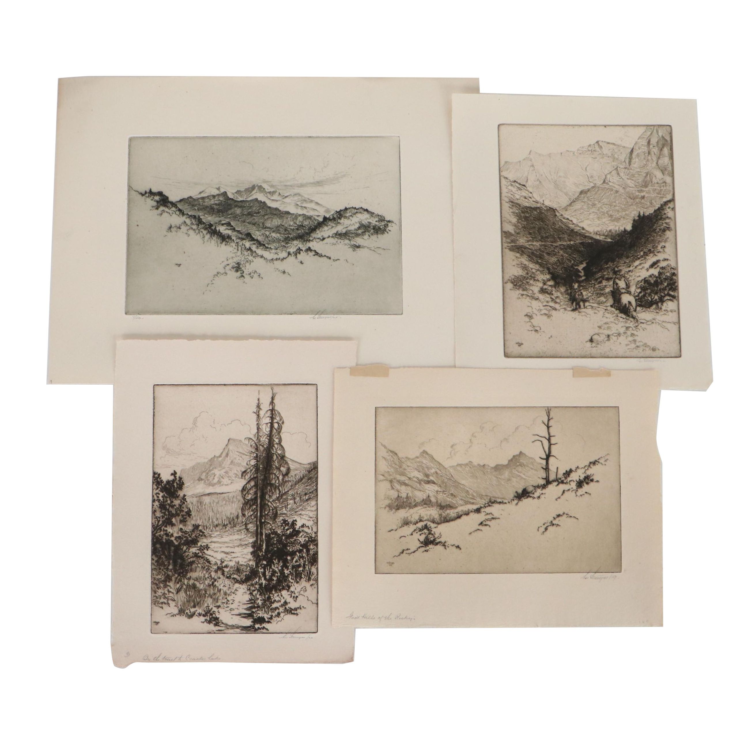 Lee Sturges Mountain Landscape Etchings, Circa 1920
