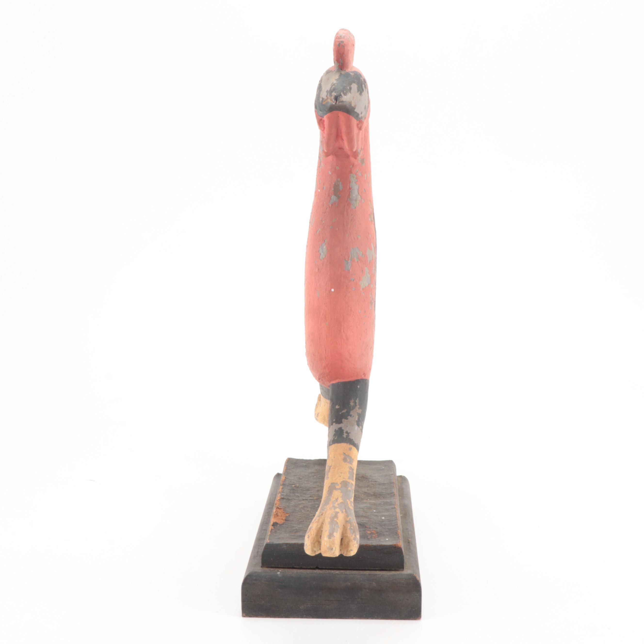 Distressed Carved Wood Rooster