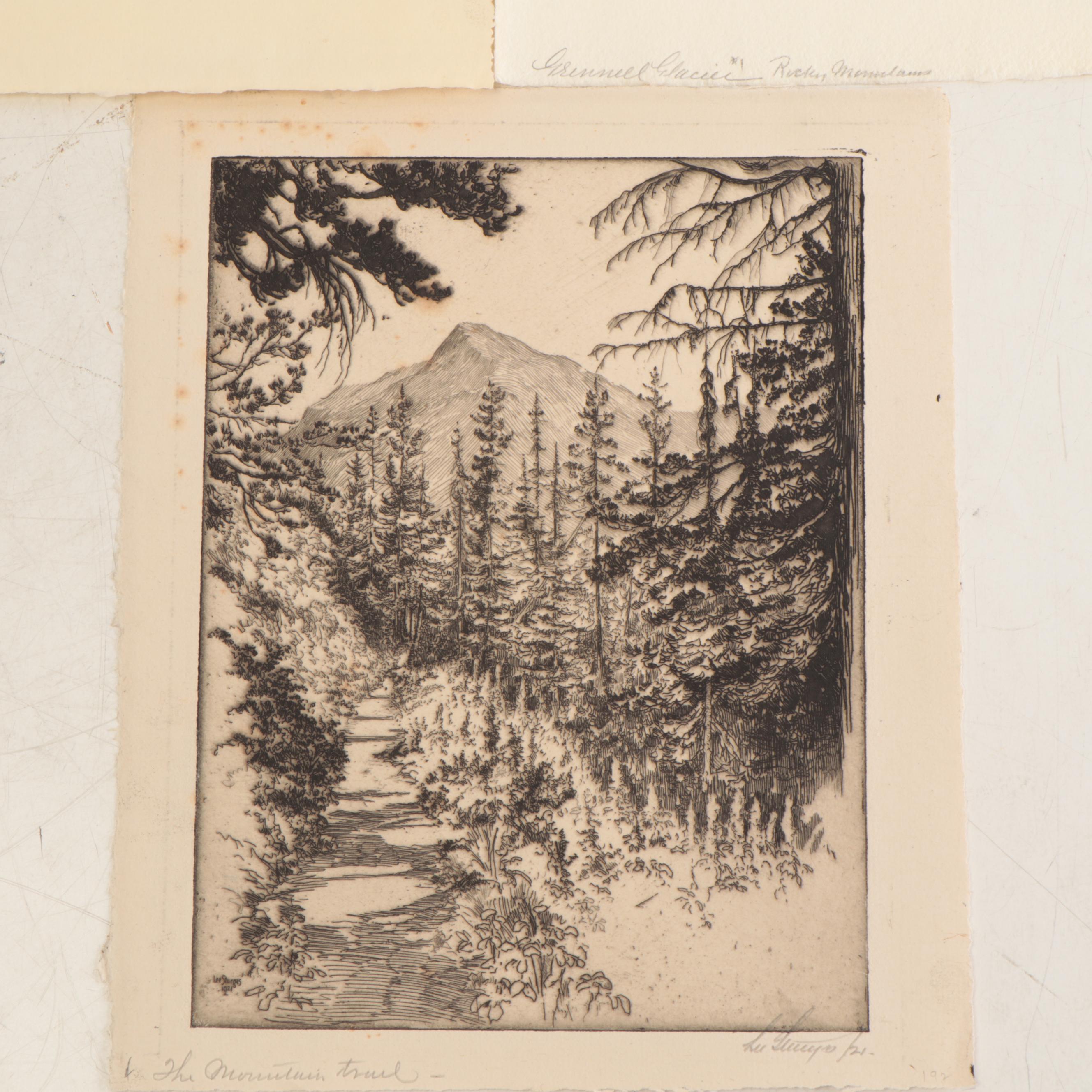 Lee Sturges Mountain Landscape Etchings, Circa 1920
