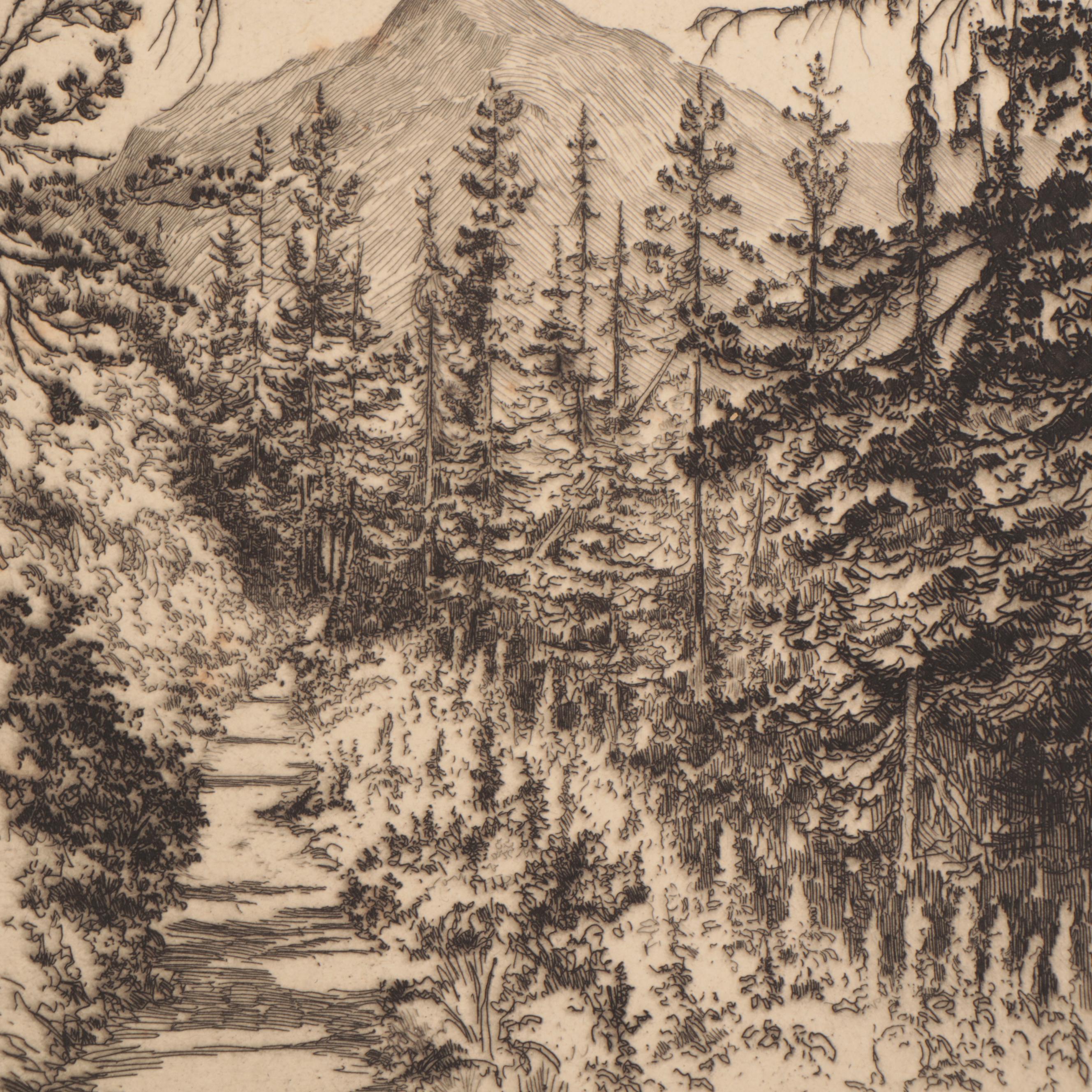 Lee Sturges Mountain Landscape Etchings, Circa 1920