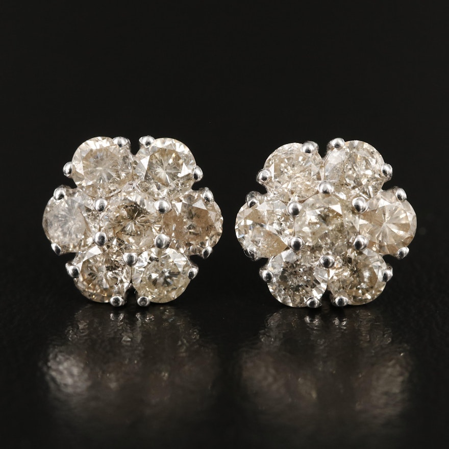 14K 3.23 CTW Diamond Cluster Earrings
