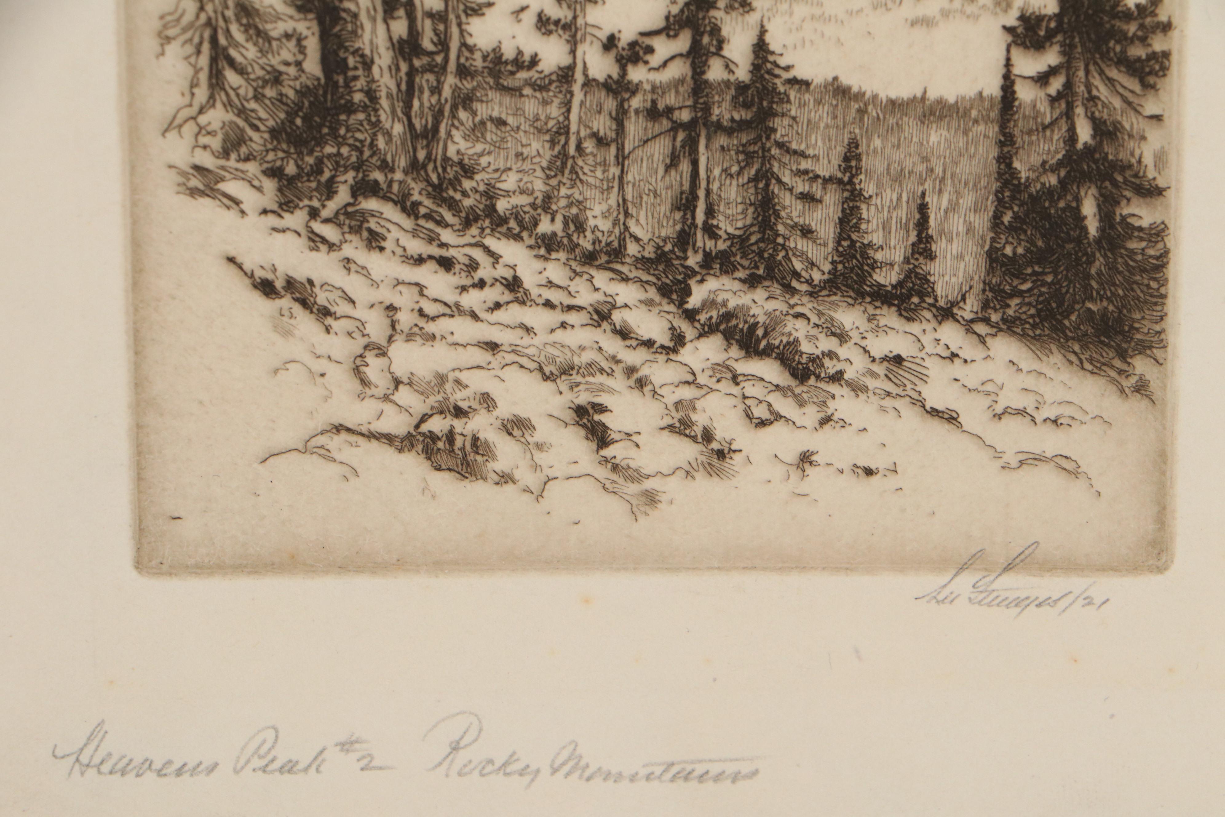 Lee Sturges Forest and Mountain Landscape Etchings, Circa 1925