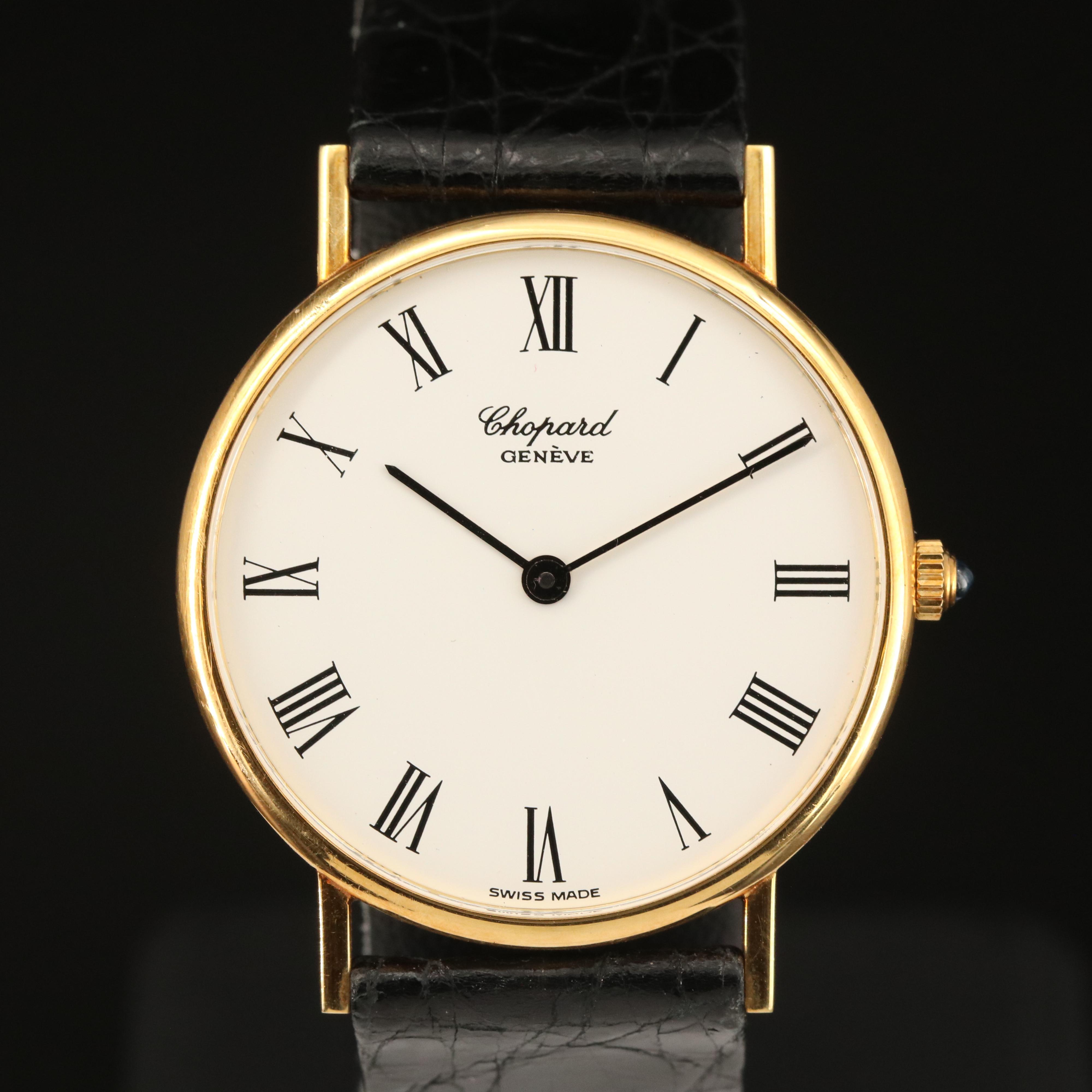 18K Chopard Classique White Roman Dial Watch
