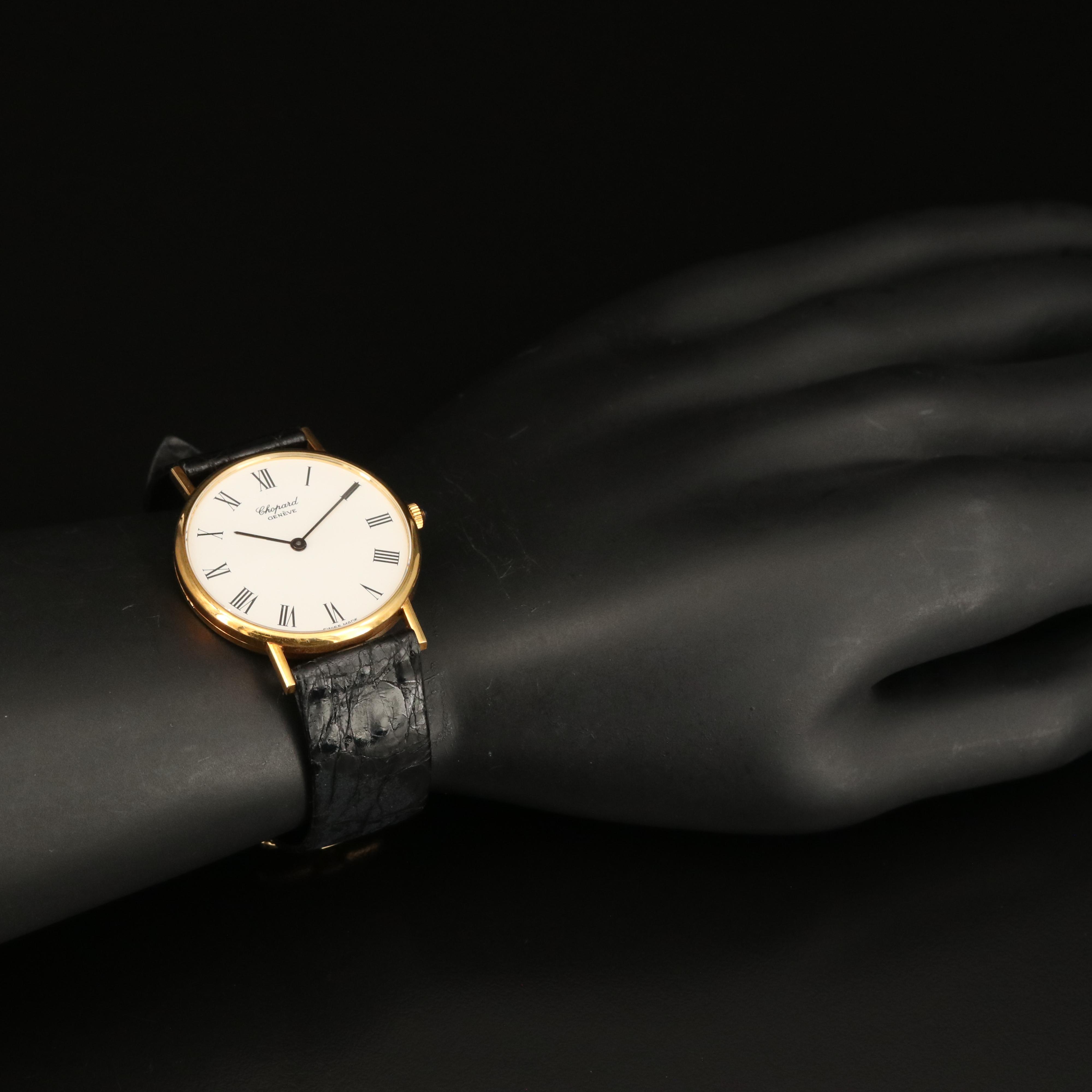 18K Chopard Classique White Roman Dial Watch