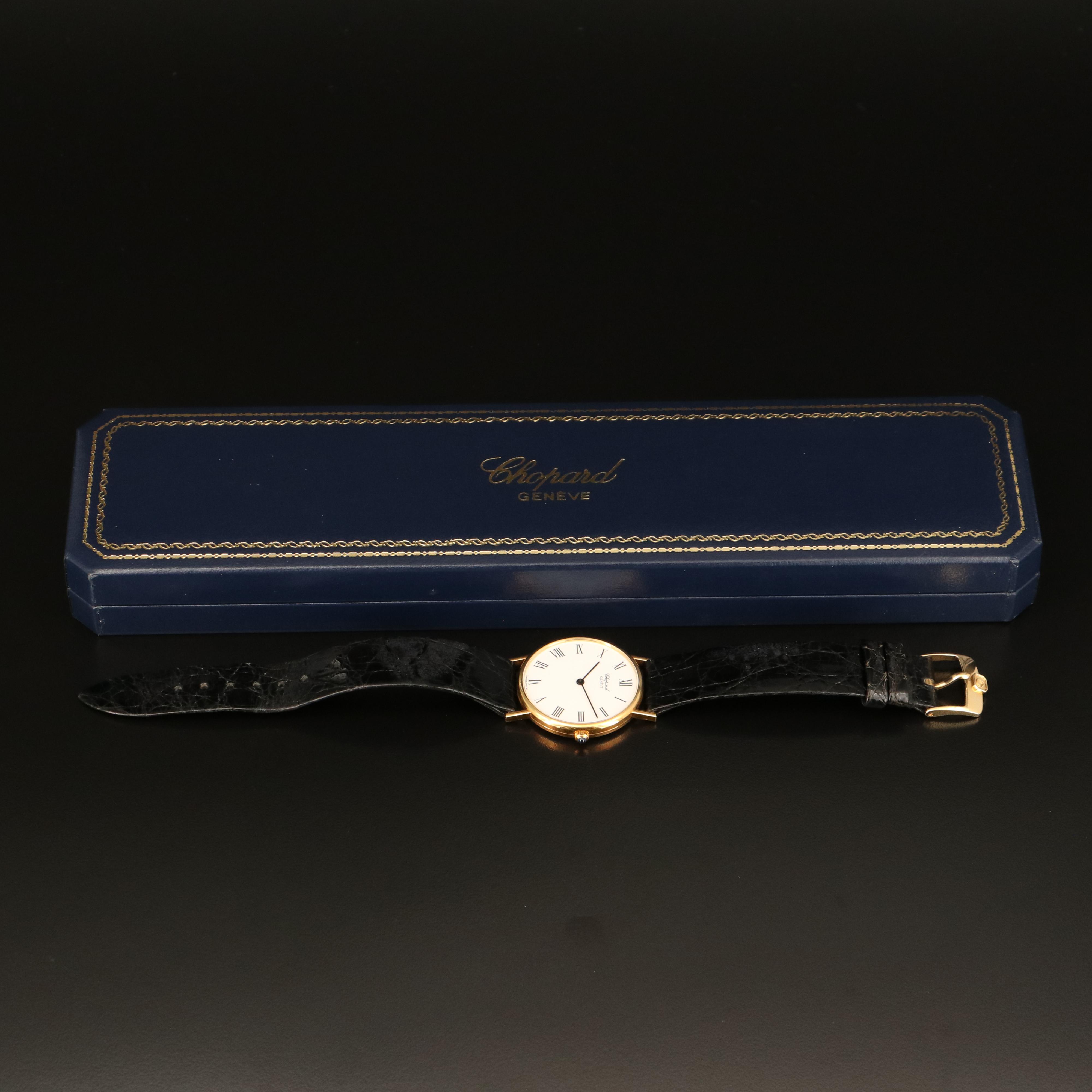 18K Chopard Classique White Roman Dial Watch