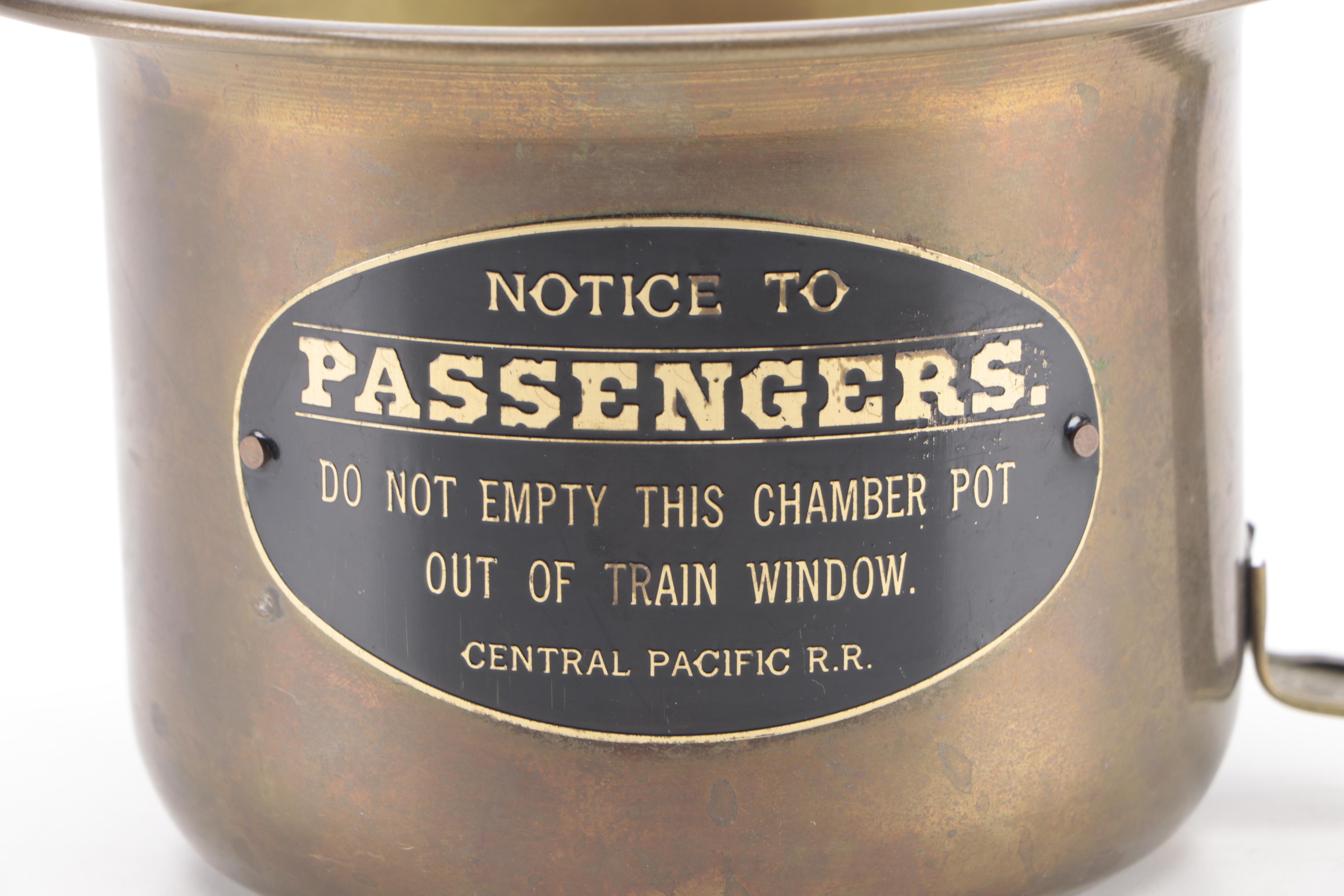 Central Pacific Railroad Brass Chamber Pot, Early to Mid-20th Century