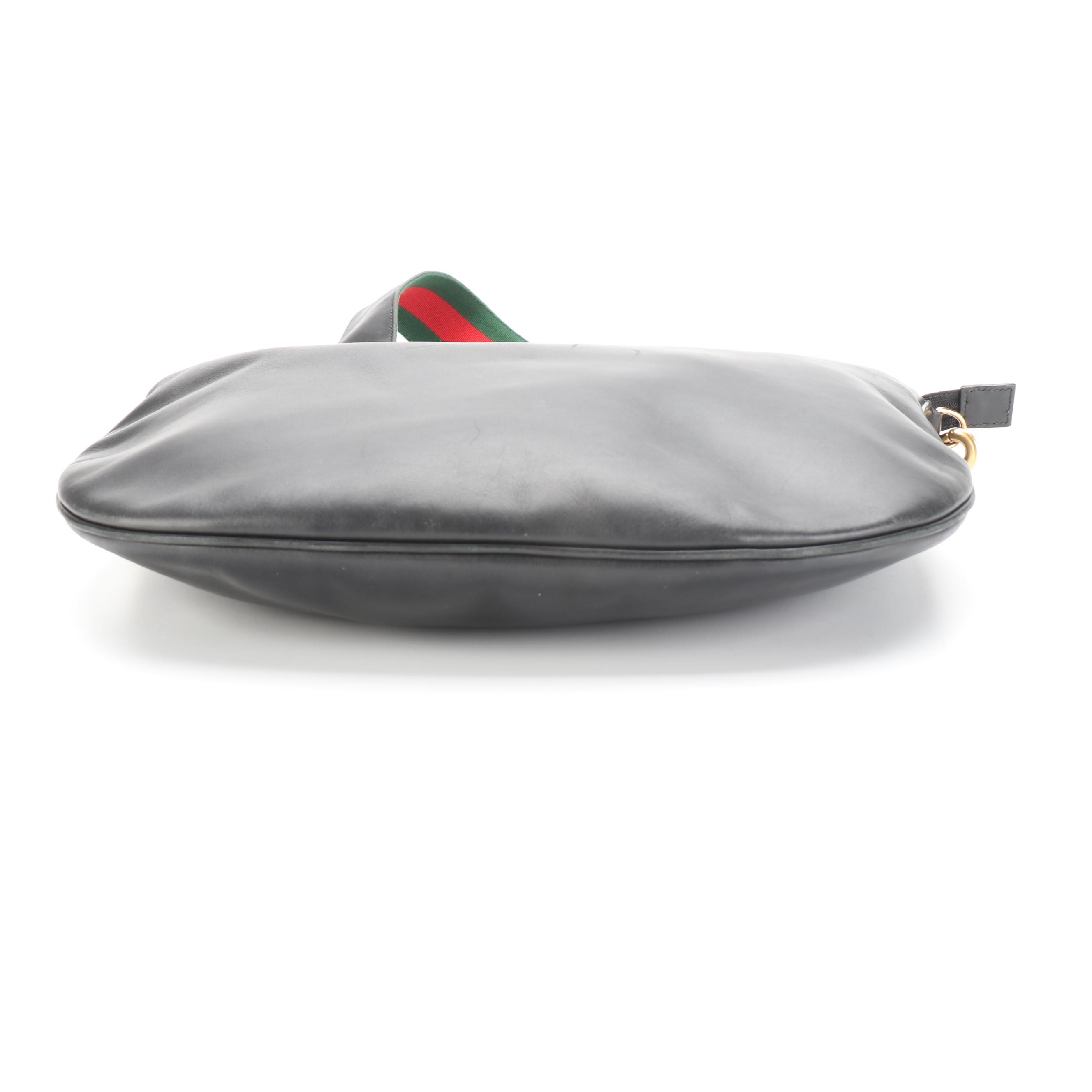 Gucci Web Strap Leather Shoulder Bag