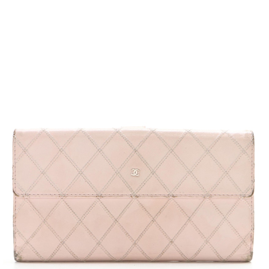 Chanel Wallet in Light Pink Diamond Stitched Leather