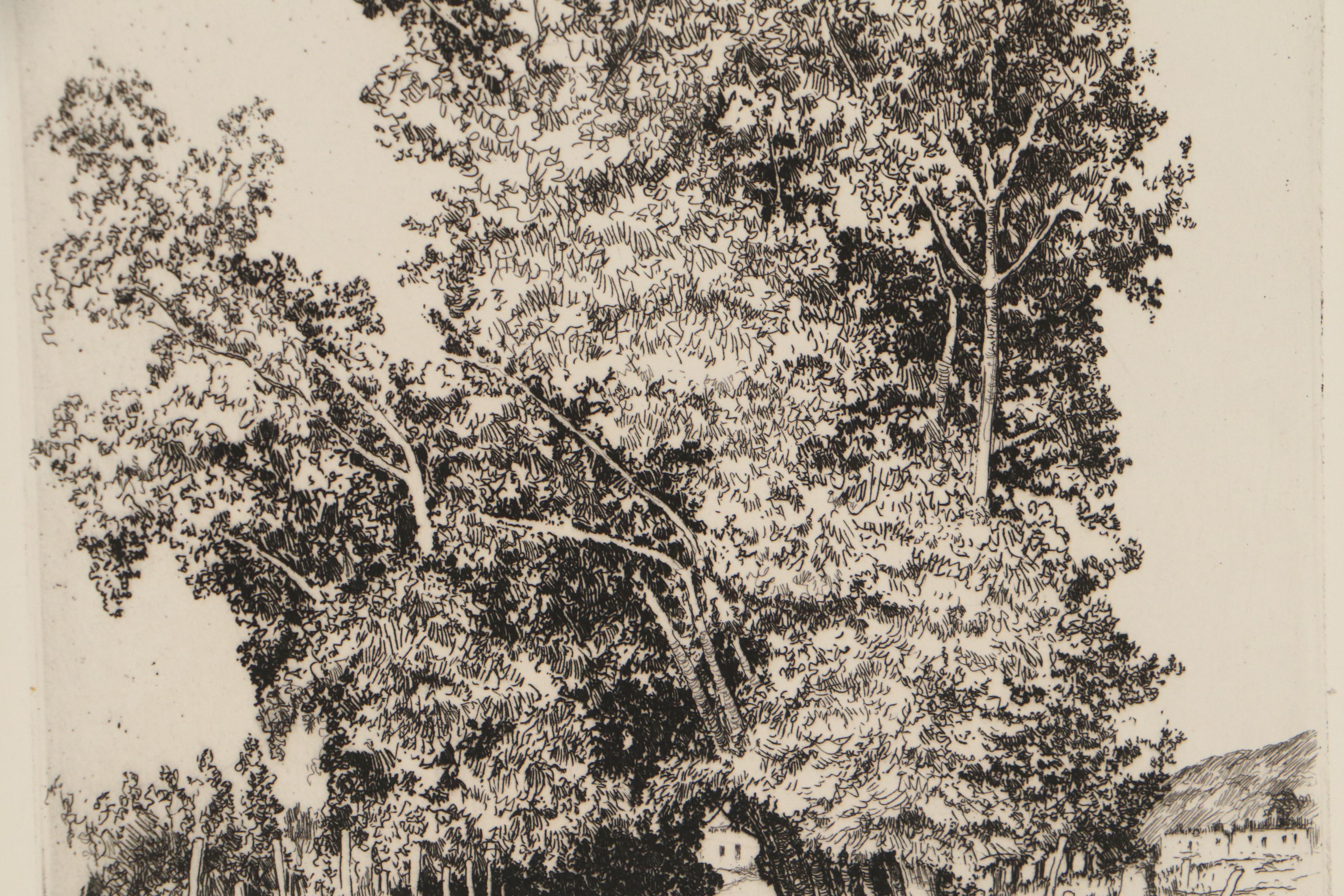 Lee Sturges Etching Including "Willows at Taos," Circa 1930