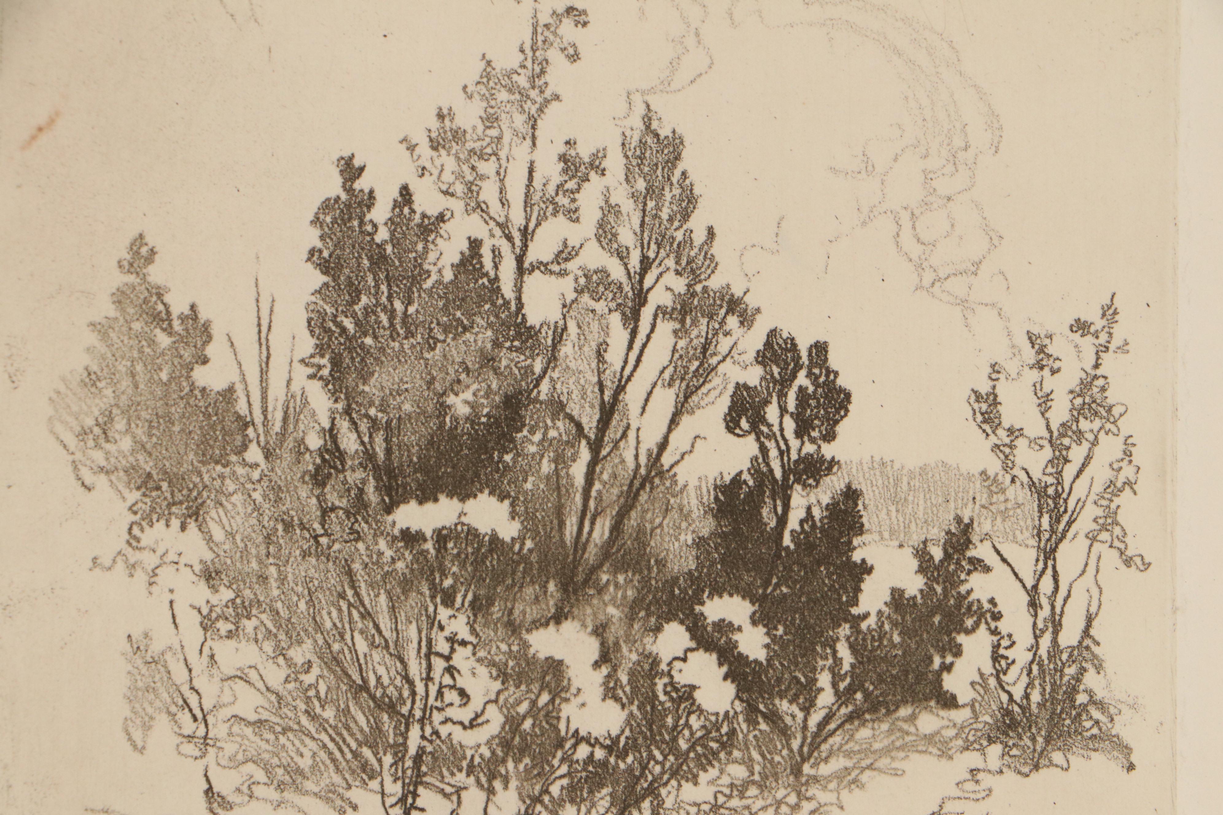 Lee Sturges Etching Including "Willows at Taos," Circa 1930
