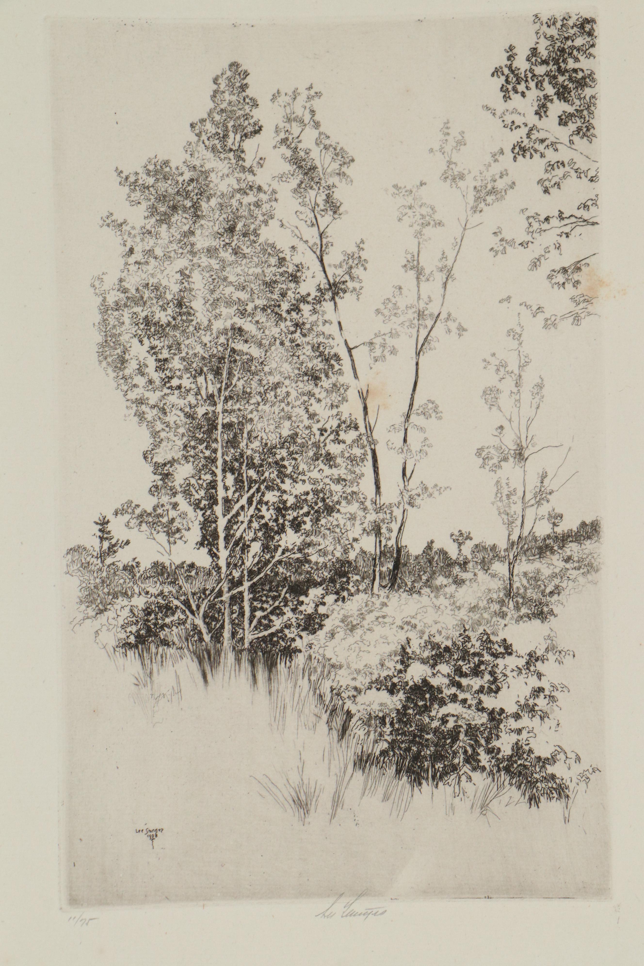 Lee Sturges Etching Including "Willows at Taos," Circa 1930