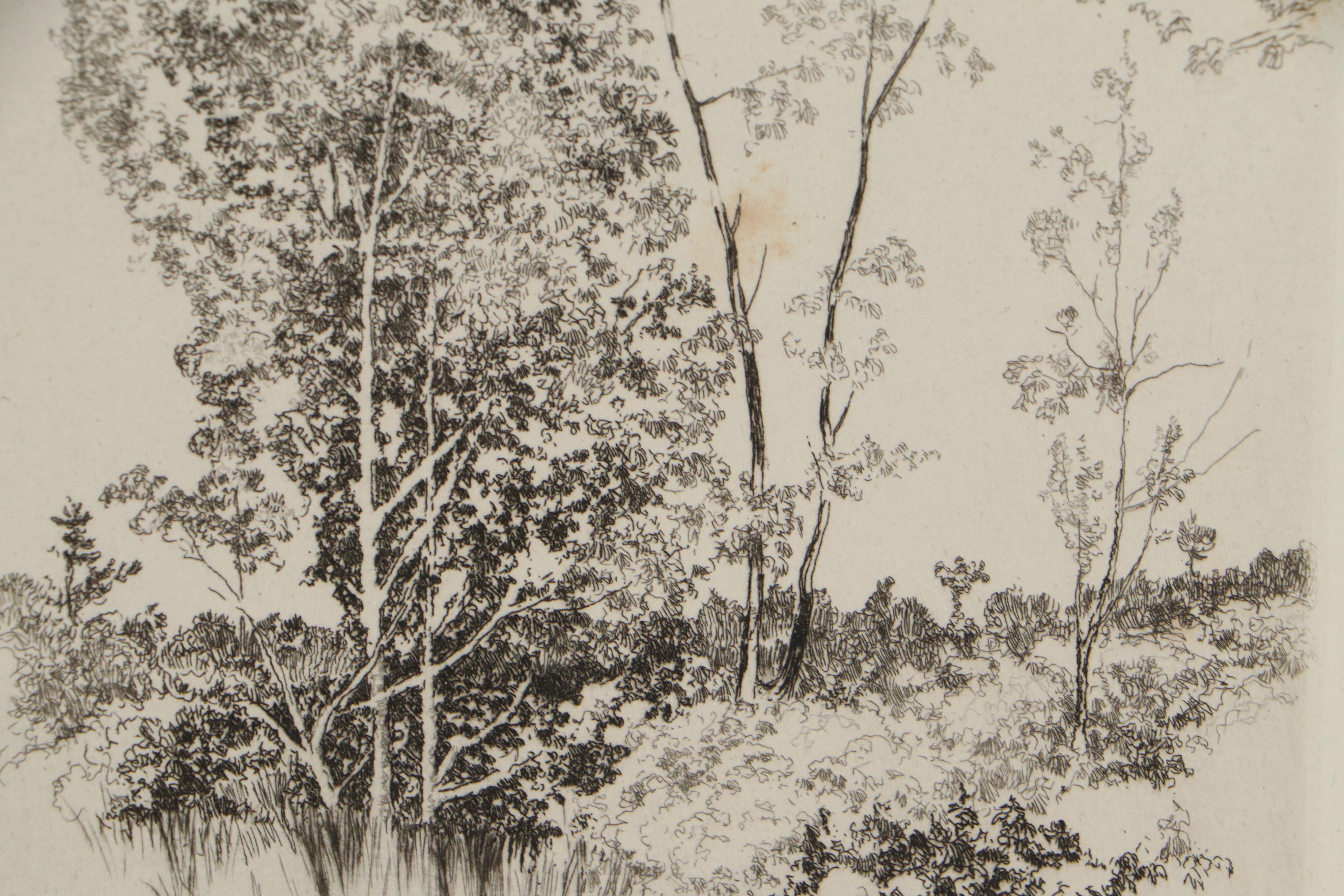 Lee Sturges Etching Including "Willows at Taos," Circa 1930