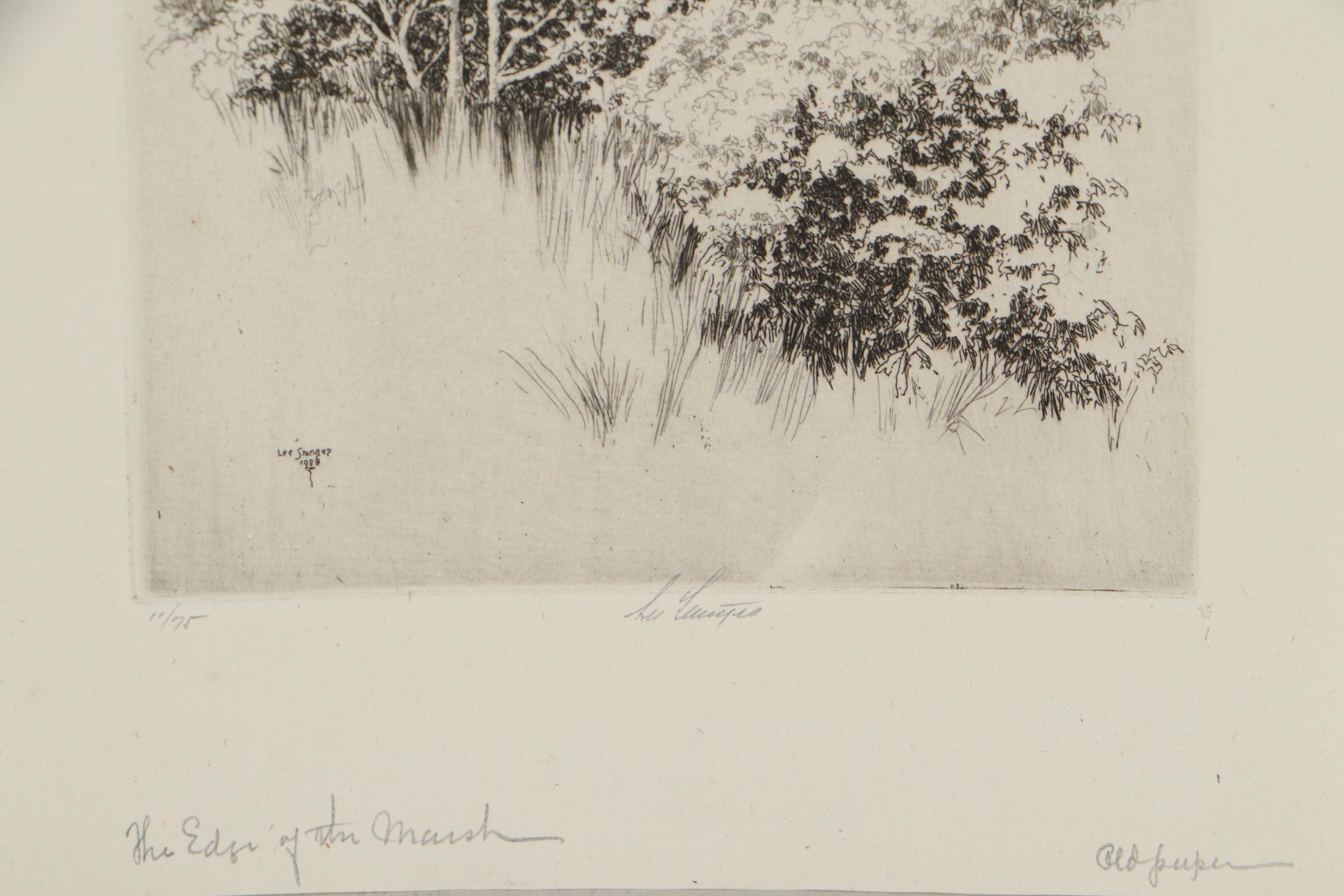 Lee Sturges Etching Including "Willows at Taos," Circa 1930