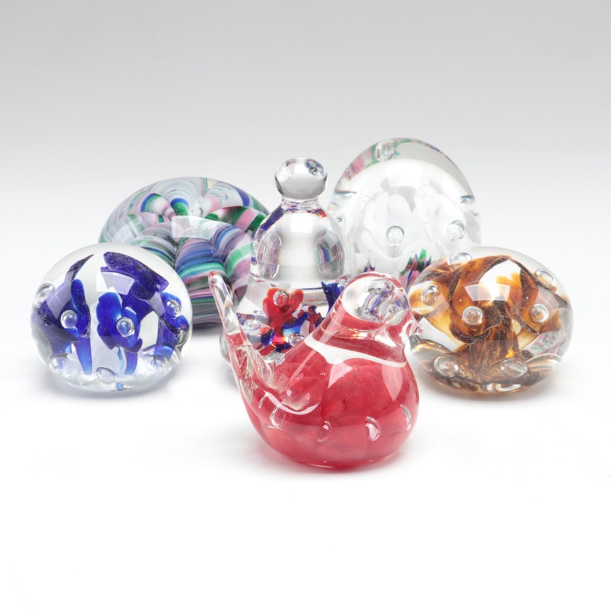 Joe Rice Trapped Bubble Glass Paperweights