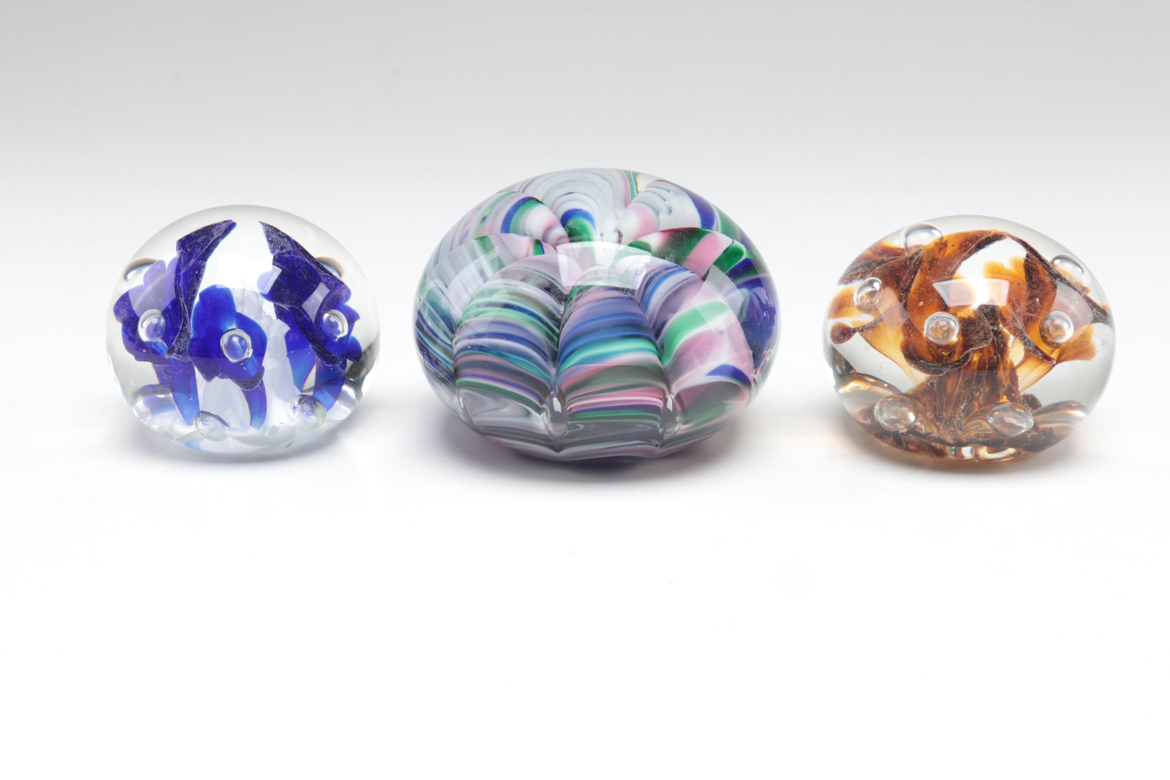 Joe Rice Trapped Bubble Glass Paperweights