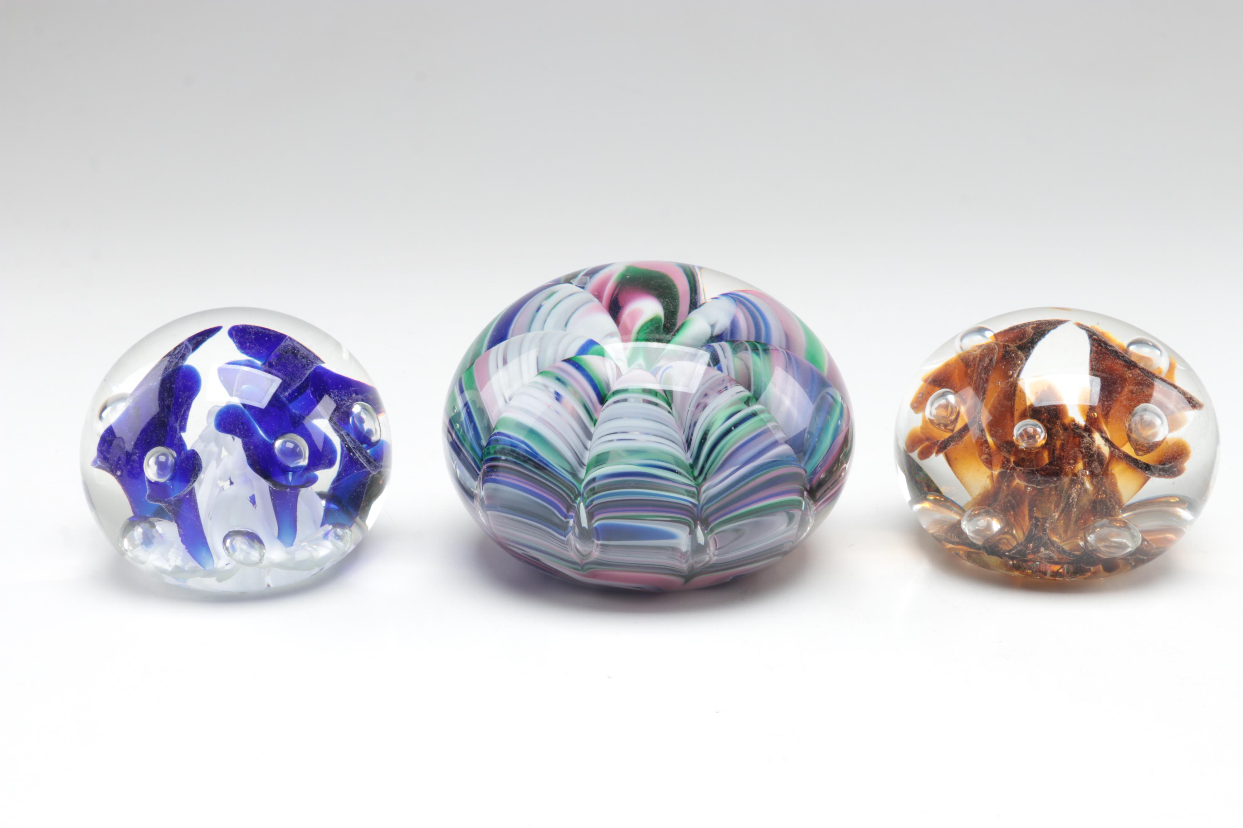 Joe Rice Trapped Bubble Glass Paperweights