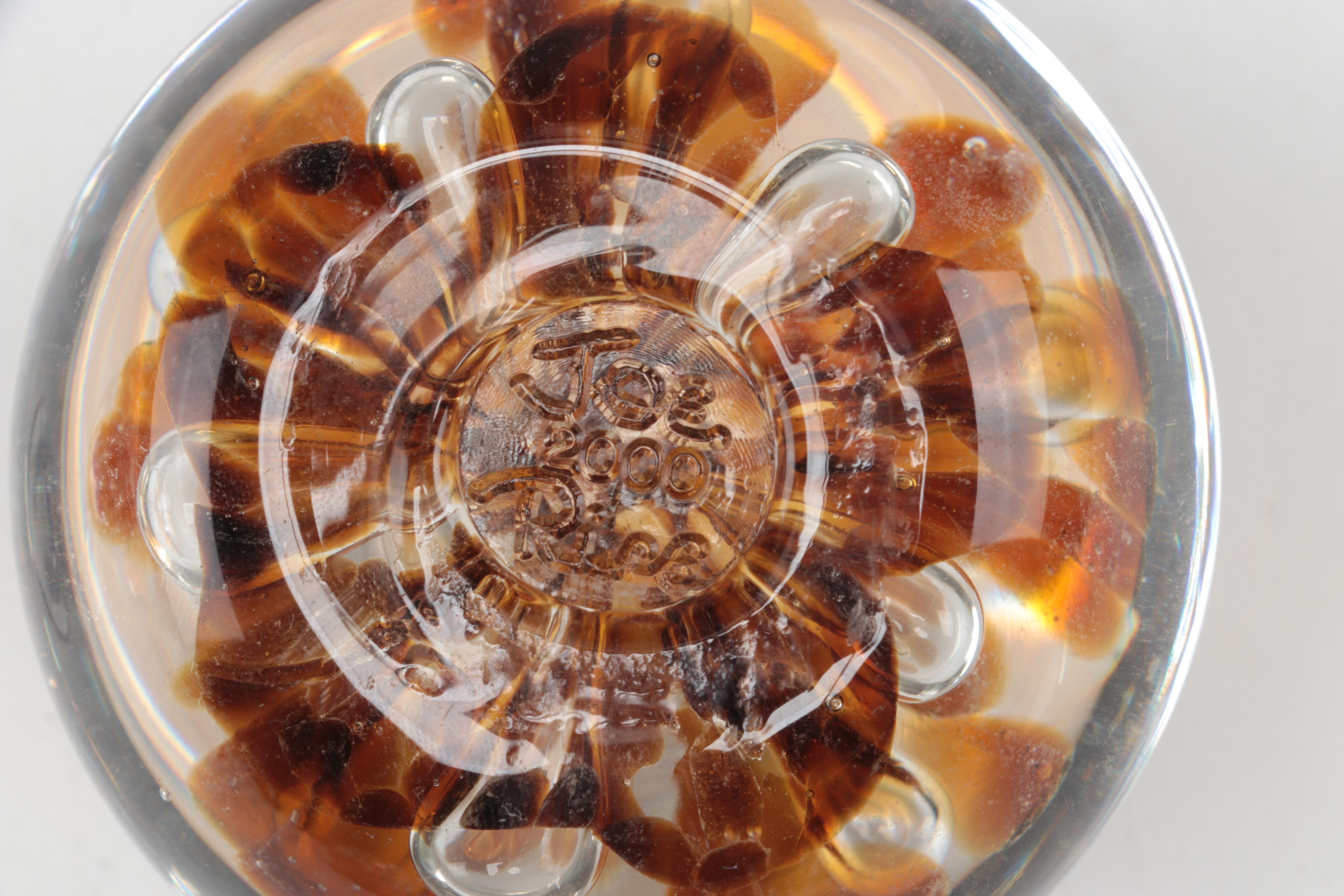 Joe Rice Trapped Bubble Glass Paperweights