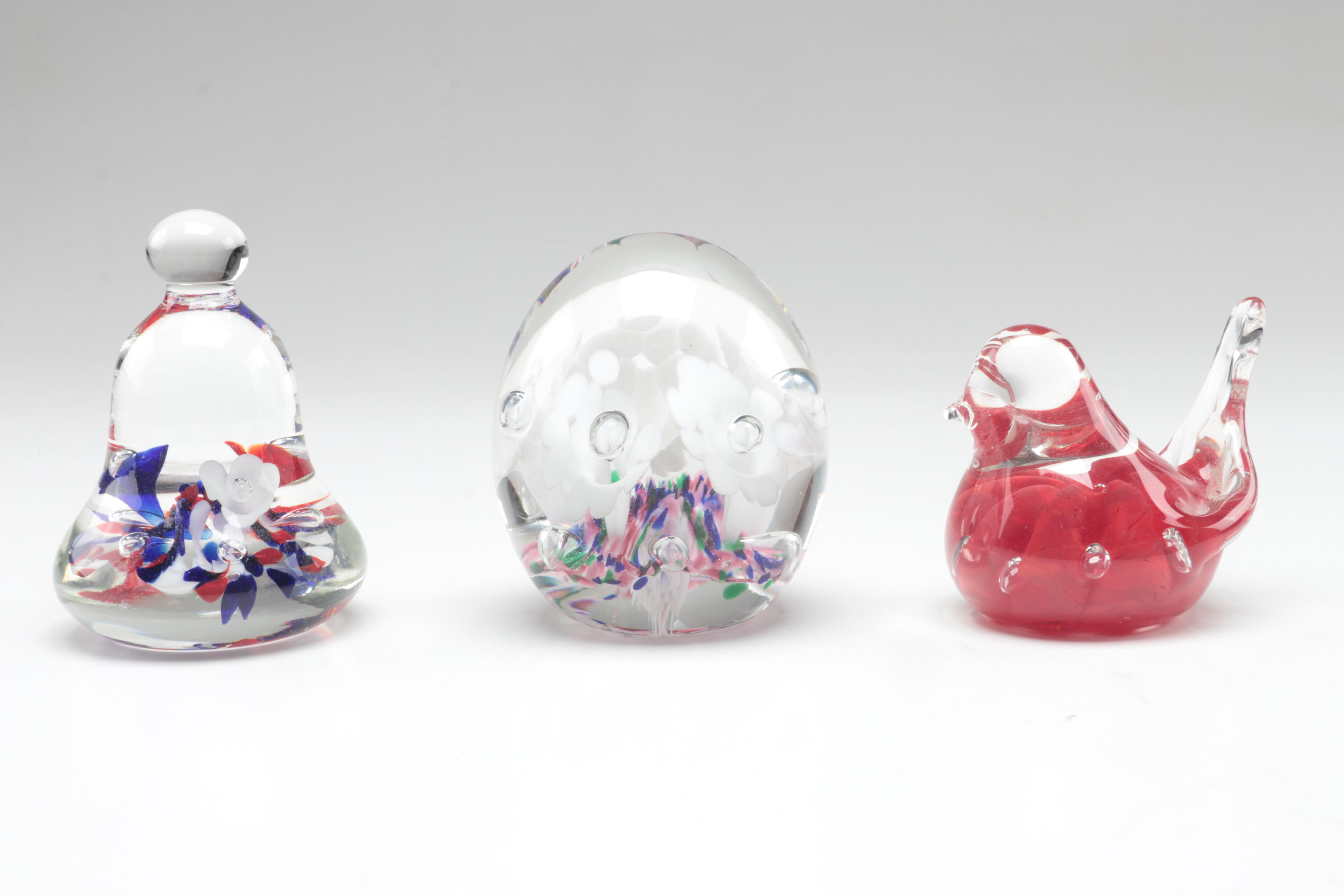 Joe Rice Trapped Bubble Glass Paperweights