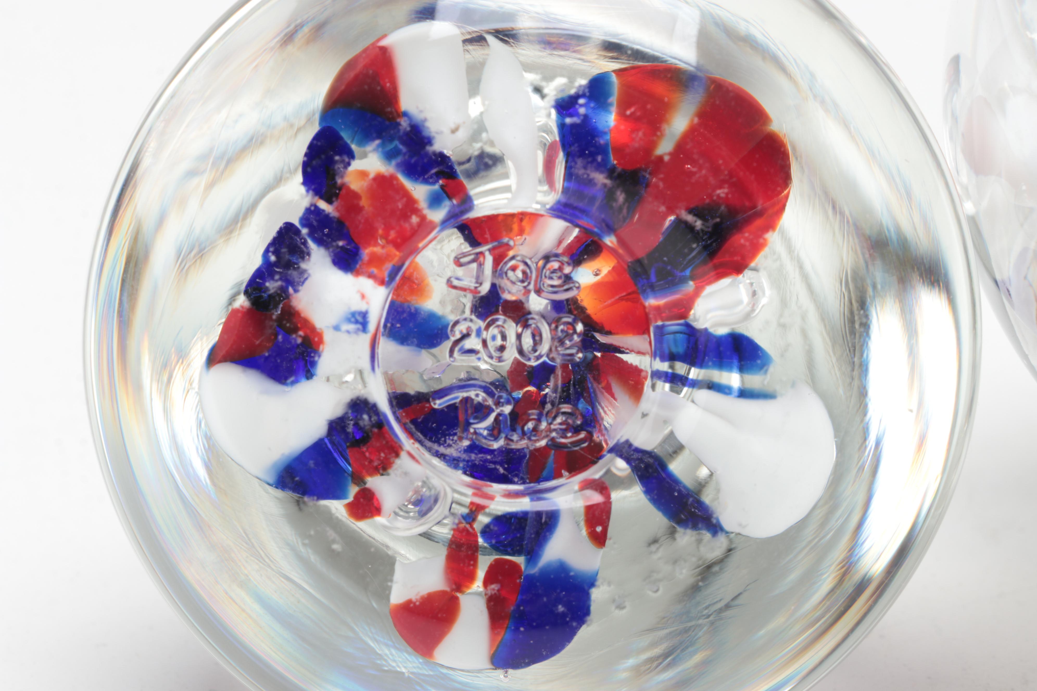 Joe Rice Trapped Bubble Glass Paperweights