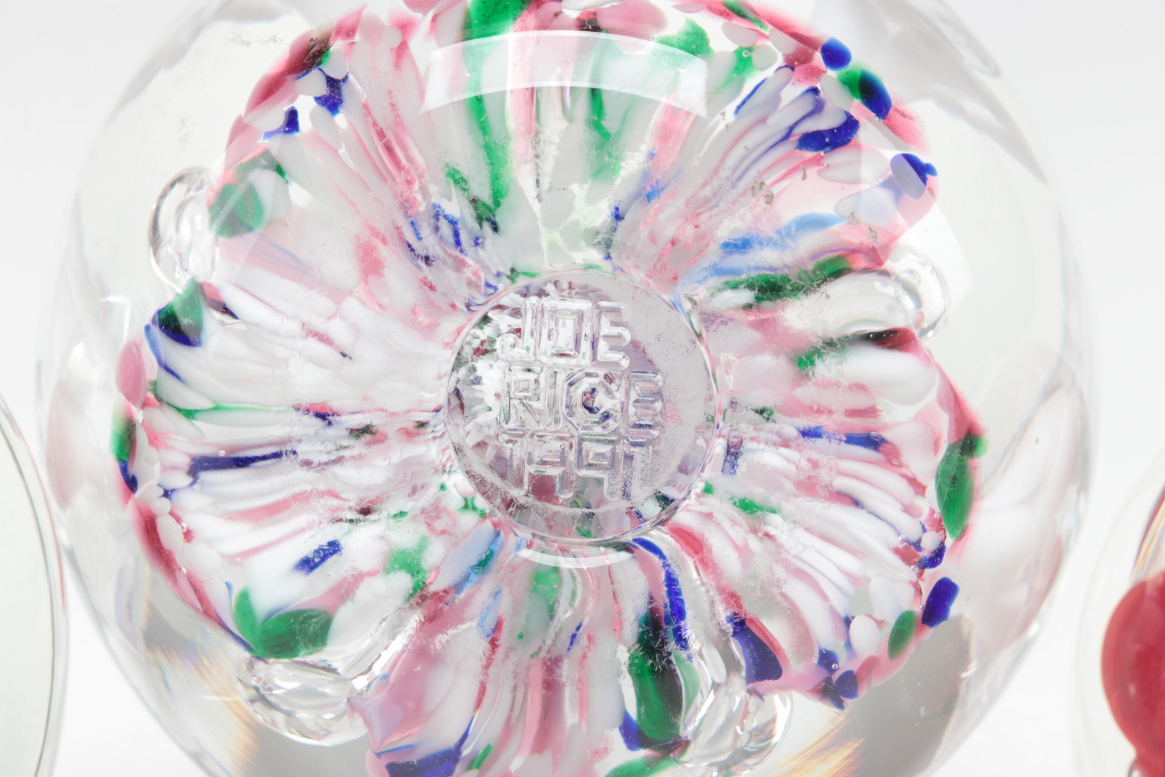 Joe Rice Trapped Bubble Glass Paperweights