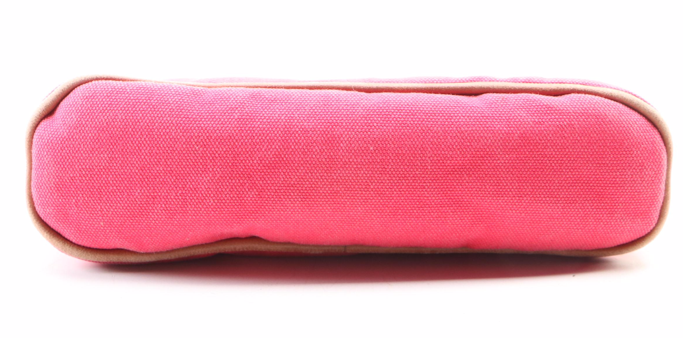 Hermès Bolide Mini Travel Pouch in Dark Pink Cotton Canvas with Leather Trim