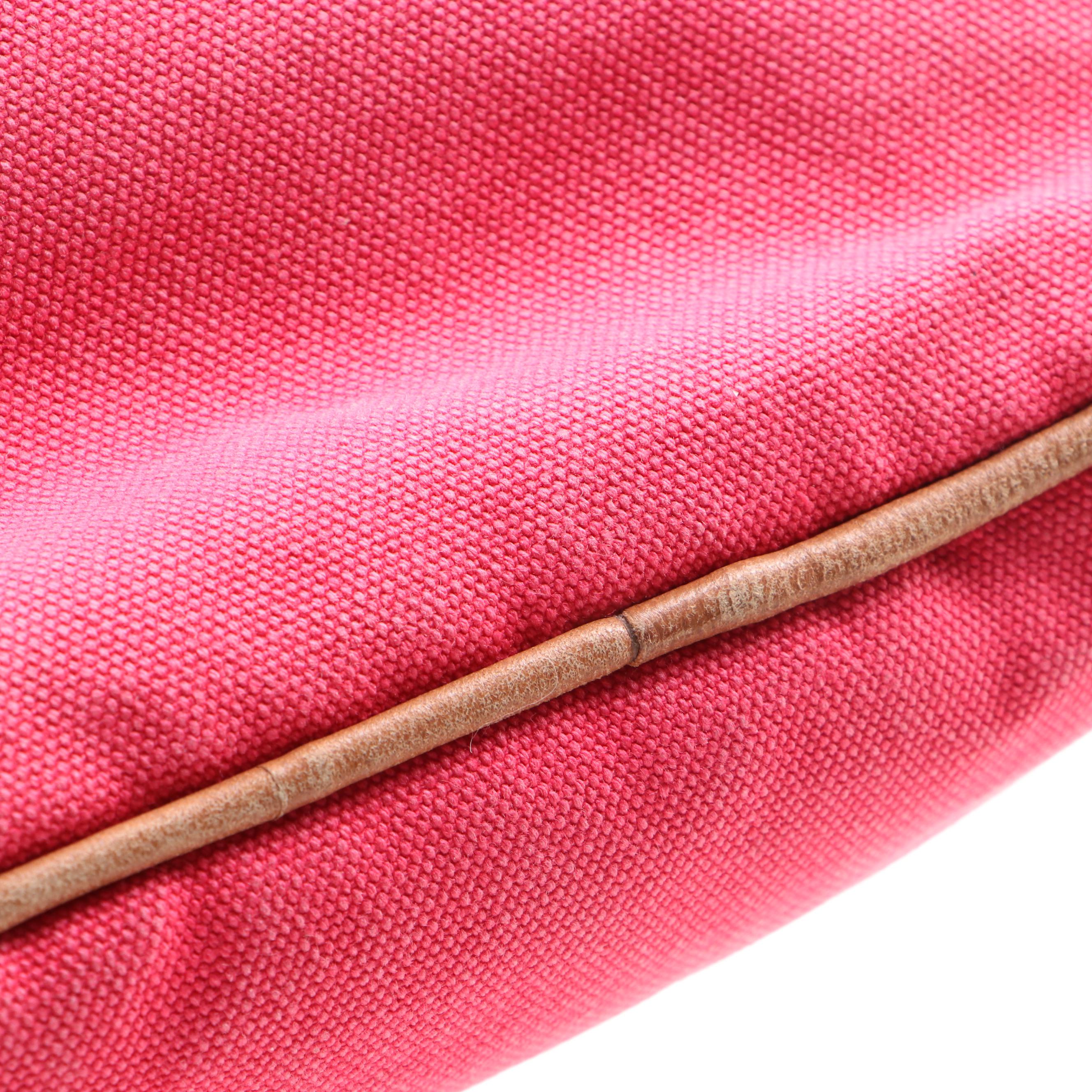 Hermès Bolide Mini Travel Pouch in Dark Pink Cotton Canvas with Leather Trim