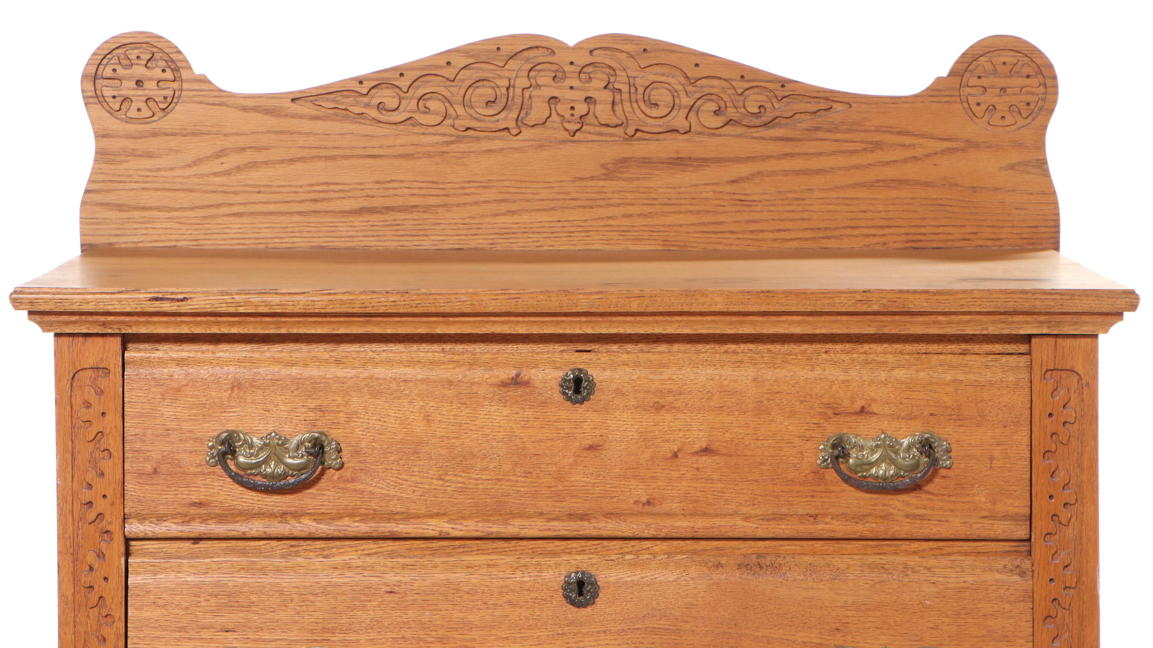 Victorian Oak Five-Drawer Chest, Late 19th Century