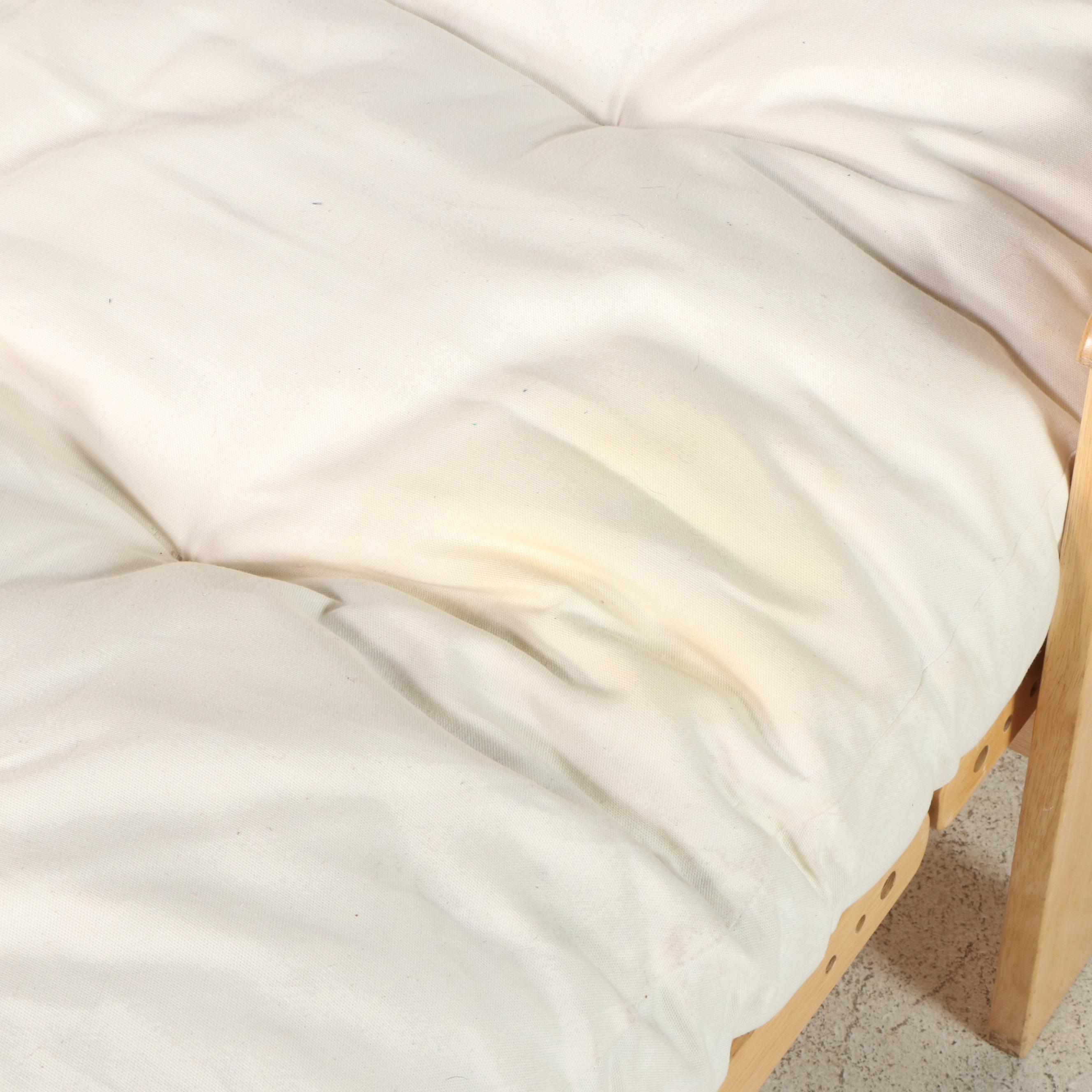 Contemporary Twin Size Wood Futon Lounger with Cushion