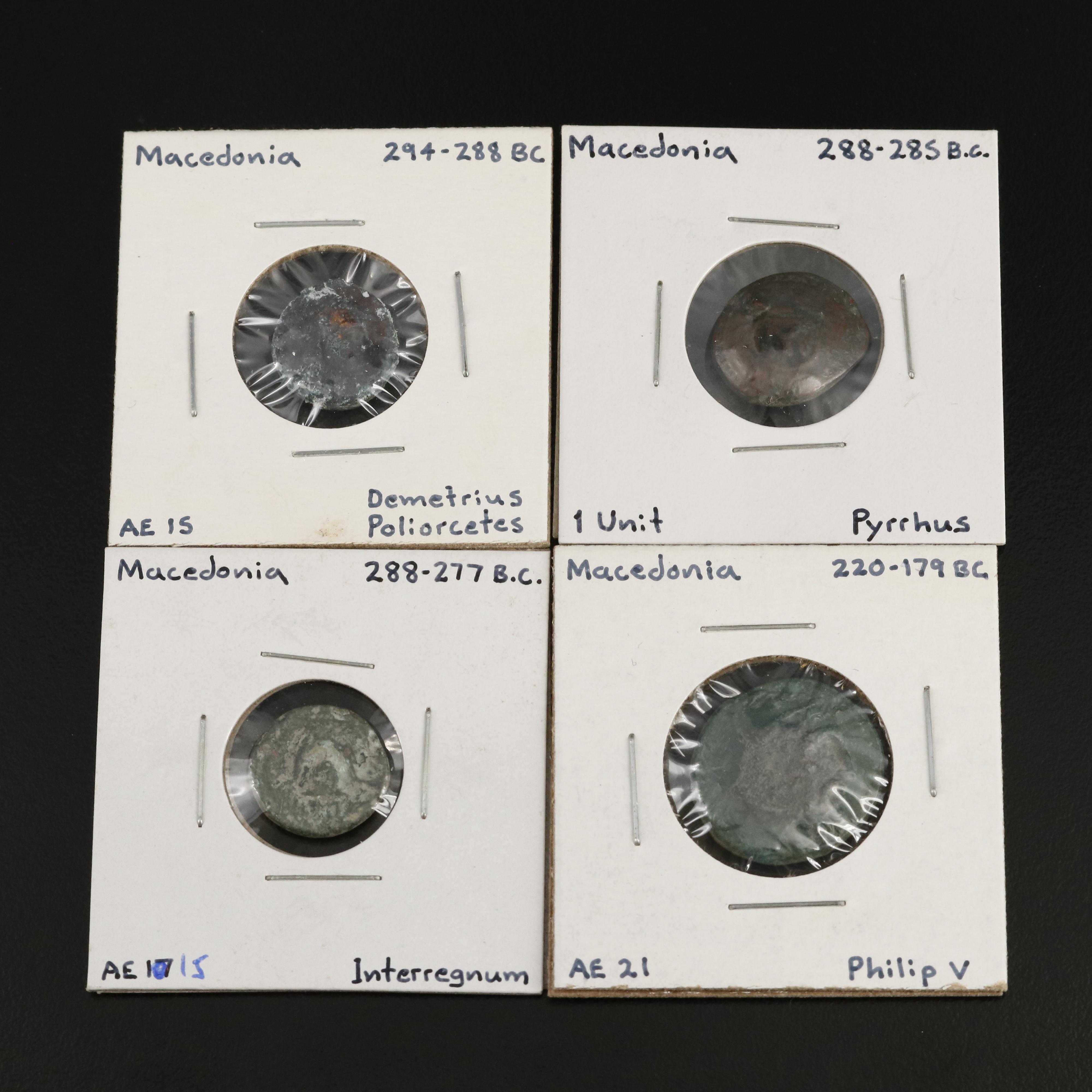 Four Ancient Greece, Macedonia Bronze Coins