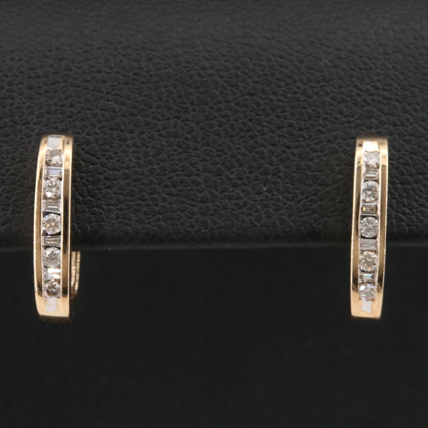 14K 0.33 CTW Diamond Huggie Hoop Earrings