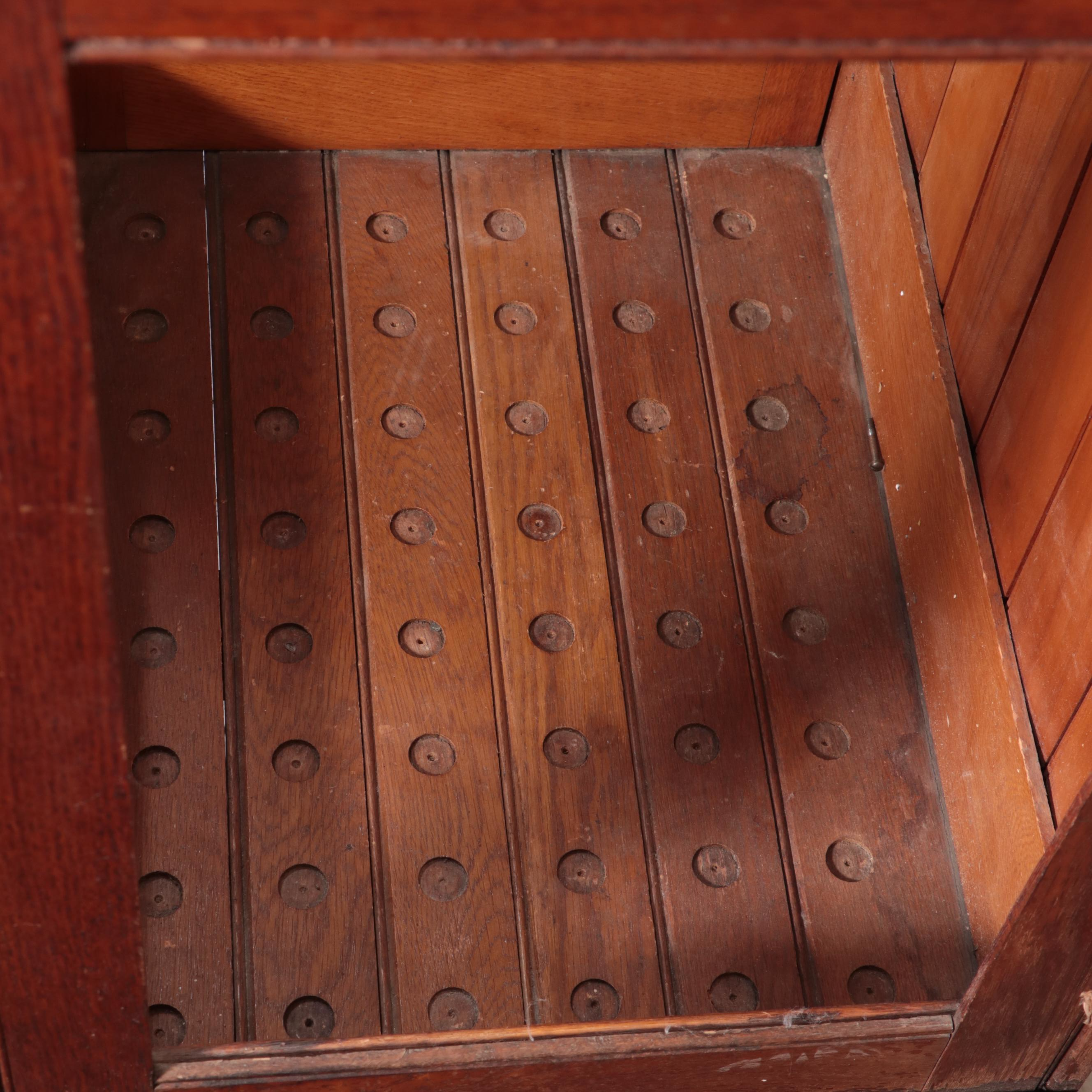 American Oak and Curved Glass Cane Display Case, circa 1900