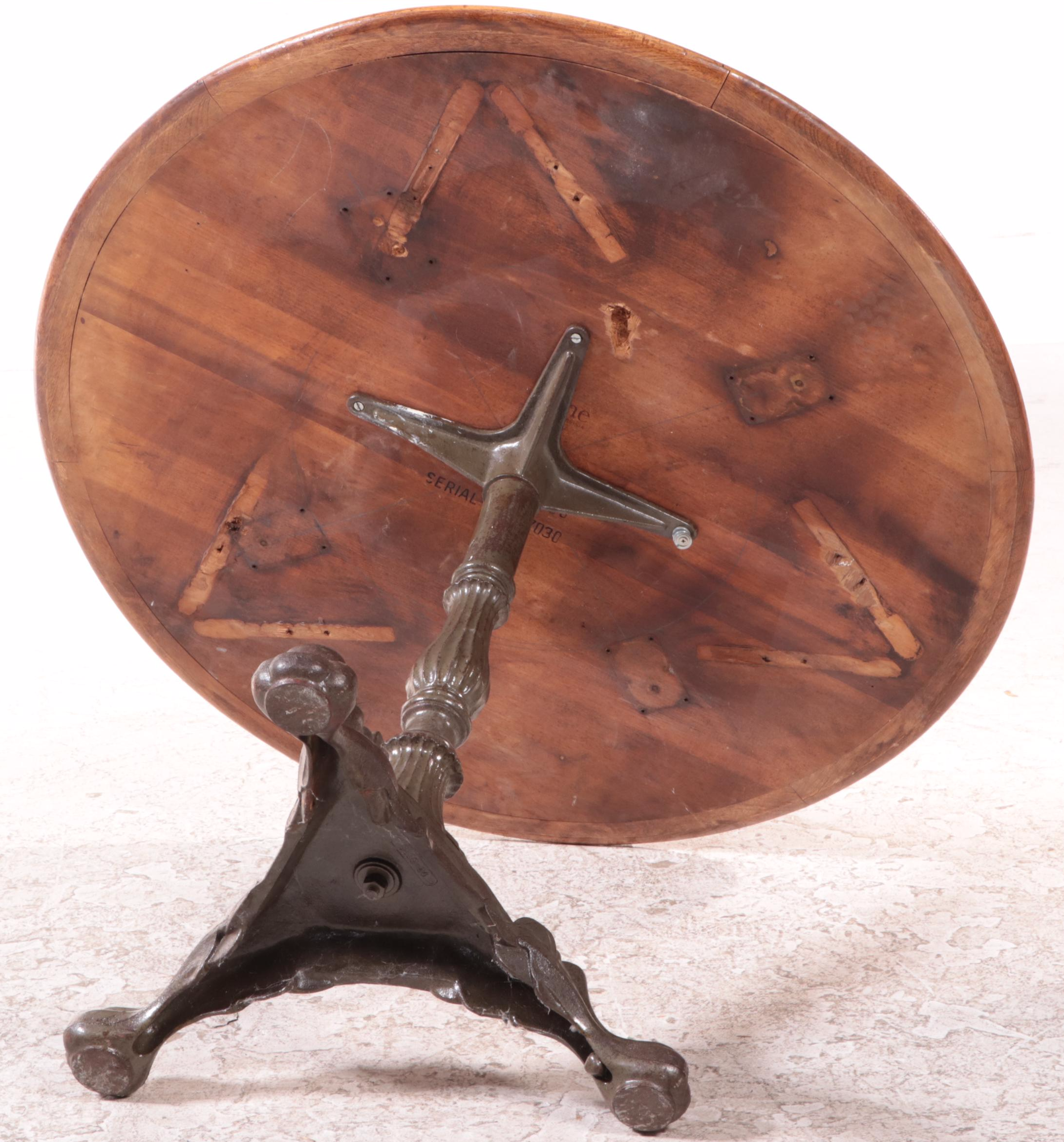 Walnut, Ash, and Cast Iron Bistro Table